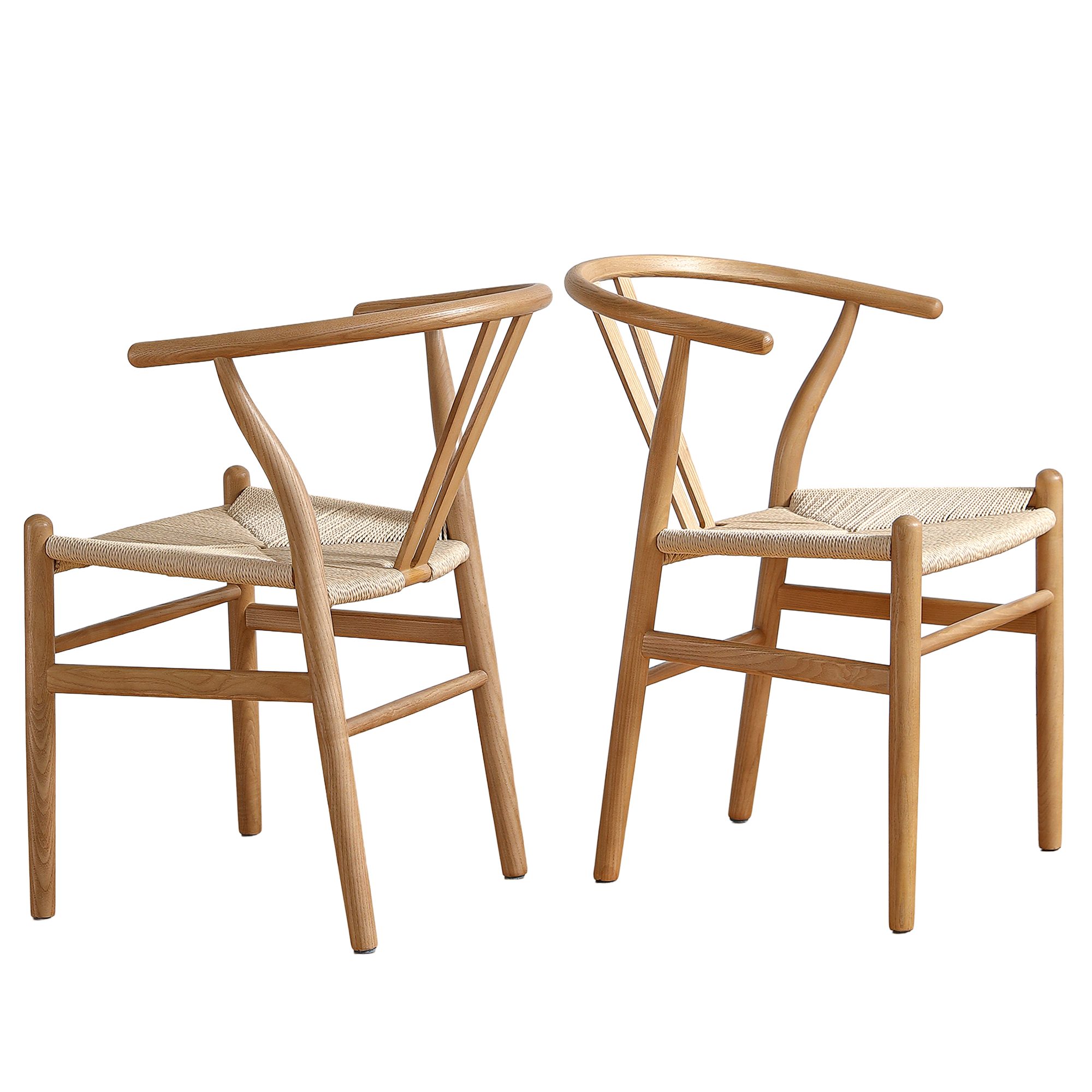LIVIHOME Esszimmerstuhl Massivholz Valora (Set, 2 St), FSC® Armlehnstuhl Massivholz Esche mit Papierseil, Vormontiert