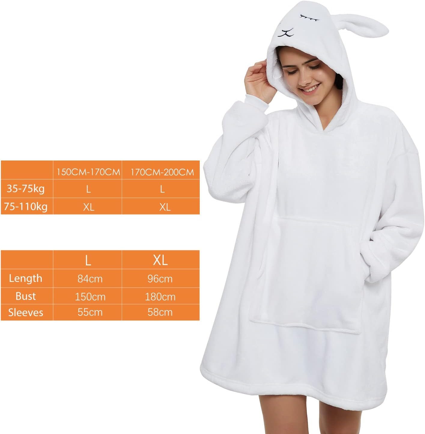 Diyarts Kapuzenpullover (Doppellagiges Acryl-Design, Decke mit Ärmel, Cosplay Pullover, Flauschiges Pyjama, Panda) Premium-Material, Tiermotiv und Pflegeleichtigkeit