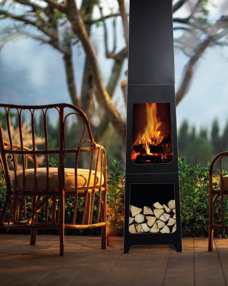 Jürgen Westerholt GmbH Grillkamin Garten-und Terrassen-Kamin "NIZZA" Gartenkamin, 150 cm Hoch, mit Kaminholzfach