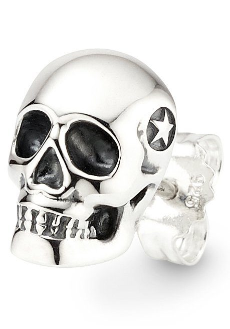 Totenkopf, Geschenk Geburtstag 925 zu silberfarben-schwarz Hoodie, Single-Ohrstecker Anlass Single Banani Ohrschmuck Scull Ohrring Sneaker! - Jeans, Bruno Schmuck Silber Weihnachten