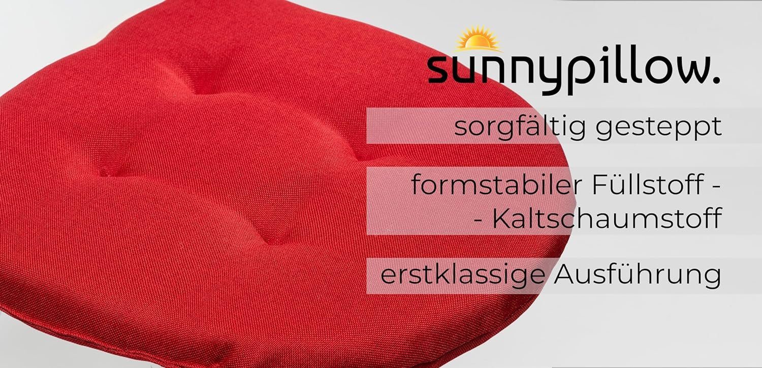 sunnypillow Stuhlkissen 4er Set Auflage 40x40 für Stühle, Bänke in Haus und Garten dick 5cm, Sitzkissen Sitzauflage Stuhlauflage Gartenkissen Esszimmerstuhl