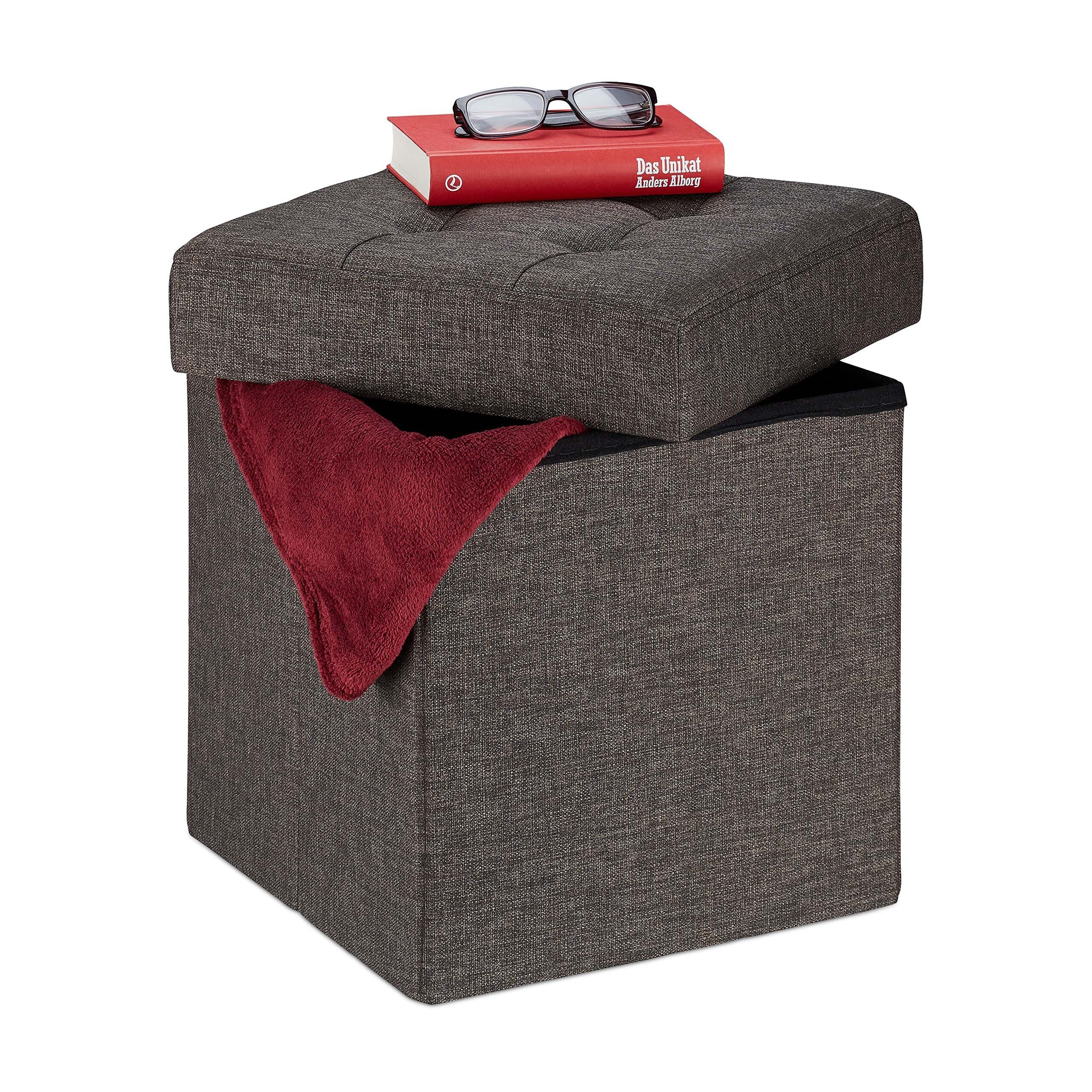 relaxdays Sitzhocker mit Stauraum, braun