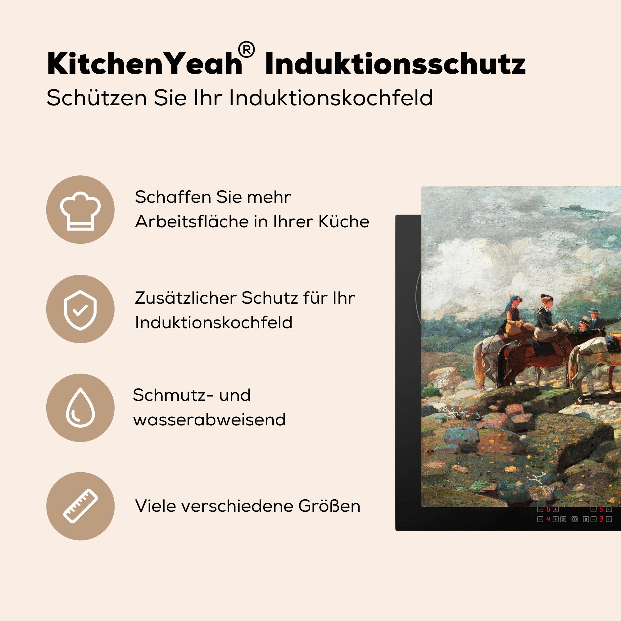 MuchoWow Herdblende-/Abdeckplatte Mount Washington - cm, 81x52 Homer, tlg), für Winslow Gemälde Ceranfeldabdeckung Vinyl, Induktionskochfeld küche, Schutz die von (1