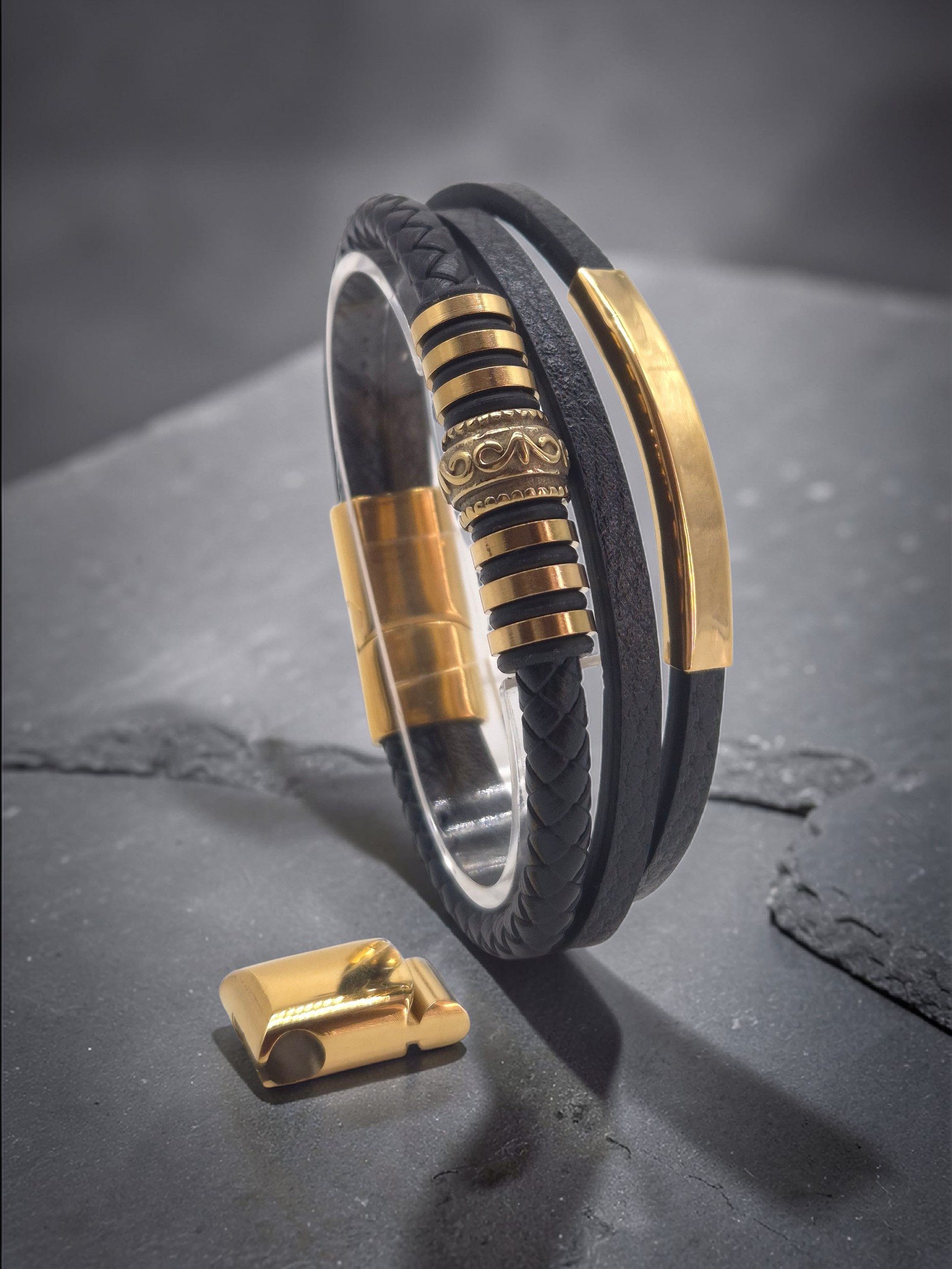 NAHLE Lederarmband Leder elegantes Armband Echtleder – geflochten mit Magnetverschluss (1-tlg), Echtleder, geflochten, Magnetverschluss, +1,5 cm Erweiterung – Bild 5 von 5