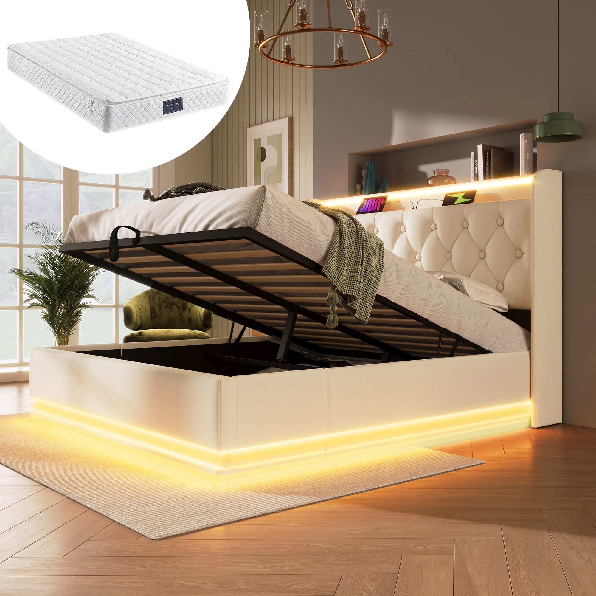 HAUSS SPOLE Polsterbett 160x200cm mit LED-Beleuchtung, günstig online kaufen