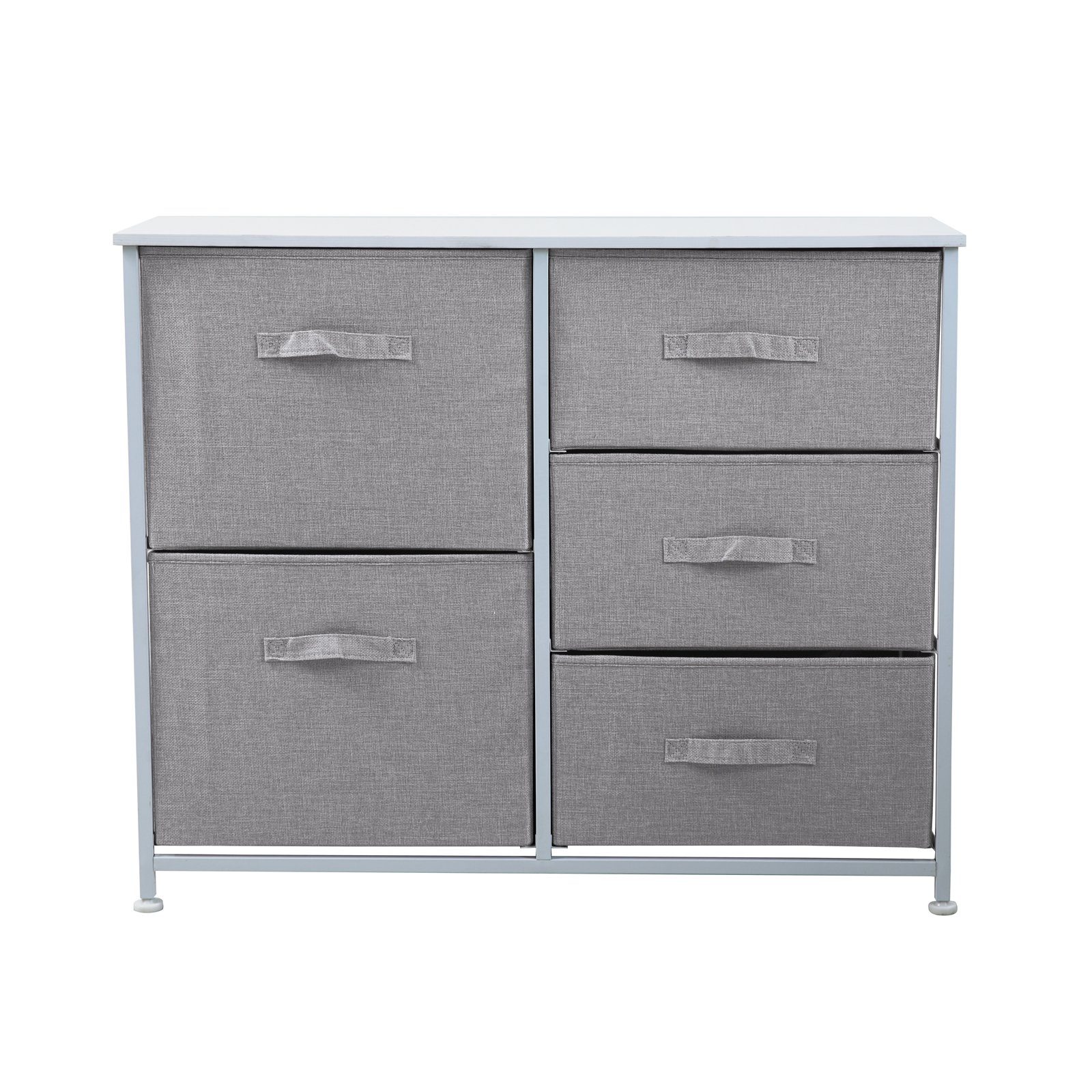 SVITA Sideboard JALTE, Metall-Regal, Sideboard, Stoffschubladen, Weiß/Hellgrau