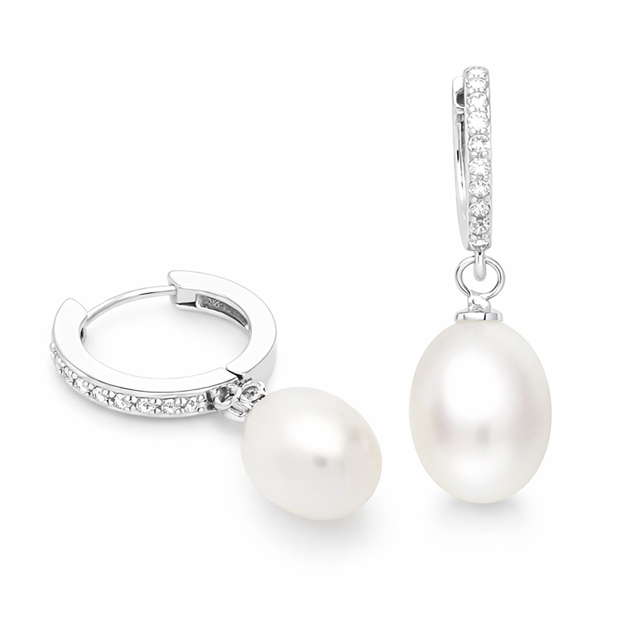 LÖB Ohrring und Ketten Set Schmuckset 925 Silber Zirkonia Zuchtperle Perlen günstig online kaufen