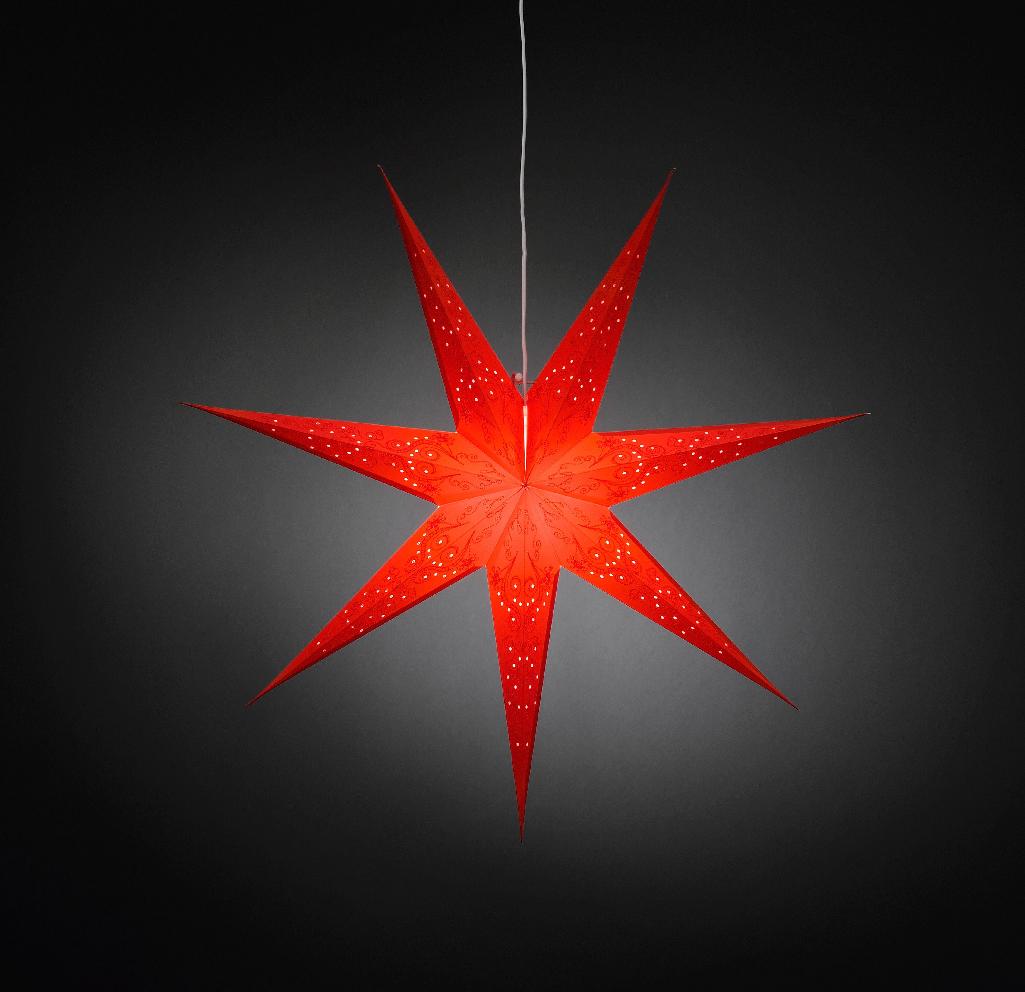 KONSTSMIDE LED Stern, aus Papier, perforiert und rot bestickt mit 7 Zacken  online kaufen | OTTO