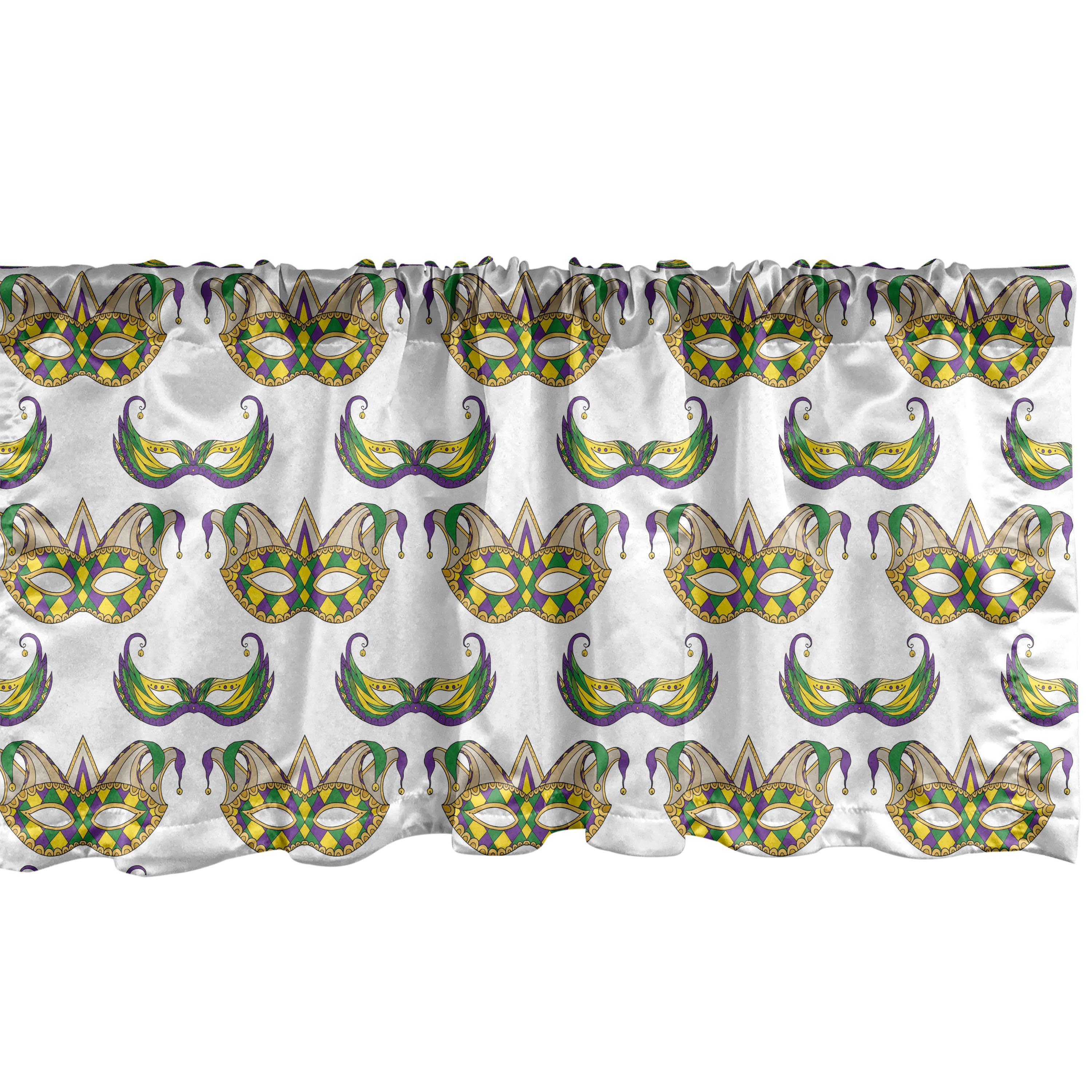 Scheibengardine Vorhang Volant für Küche Schlafzimmer Dekor mit Stangentasche, Abakuhaus, Microfaser, Karneval Mask Pattern