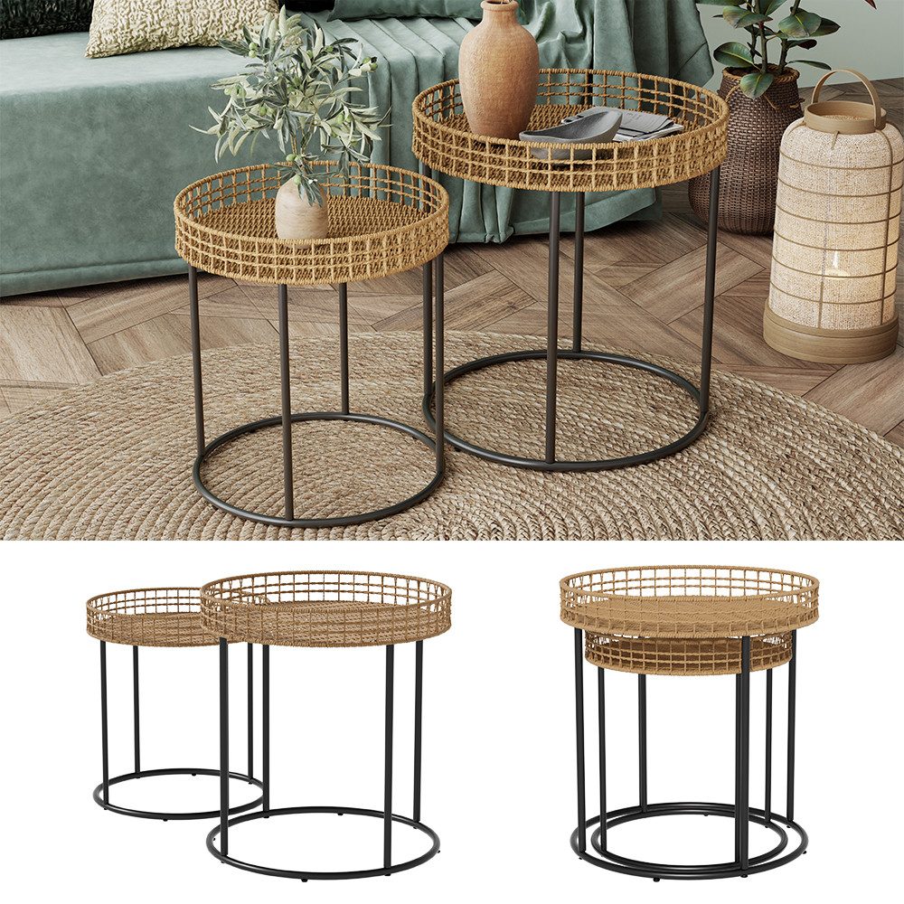 Vicco Couchtisch Brunswick, Holz/Schwarz, 44 x 44 cm 2er-Set günstig online kaufen