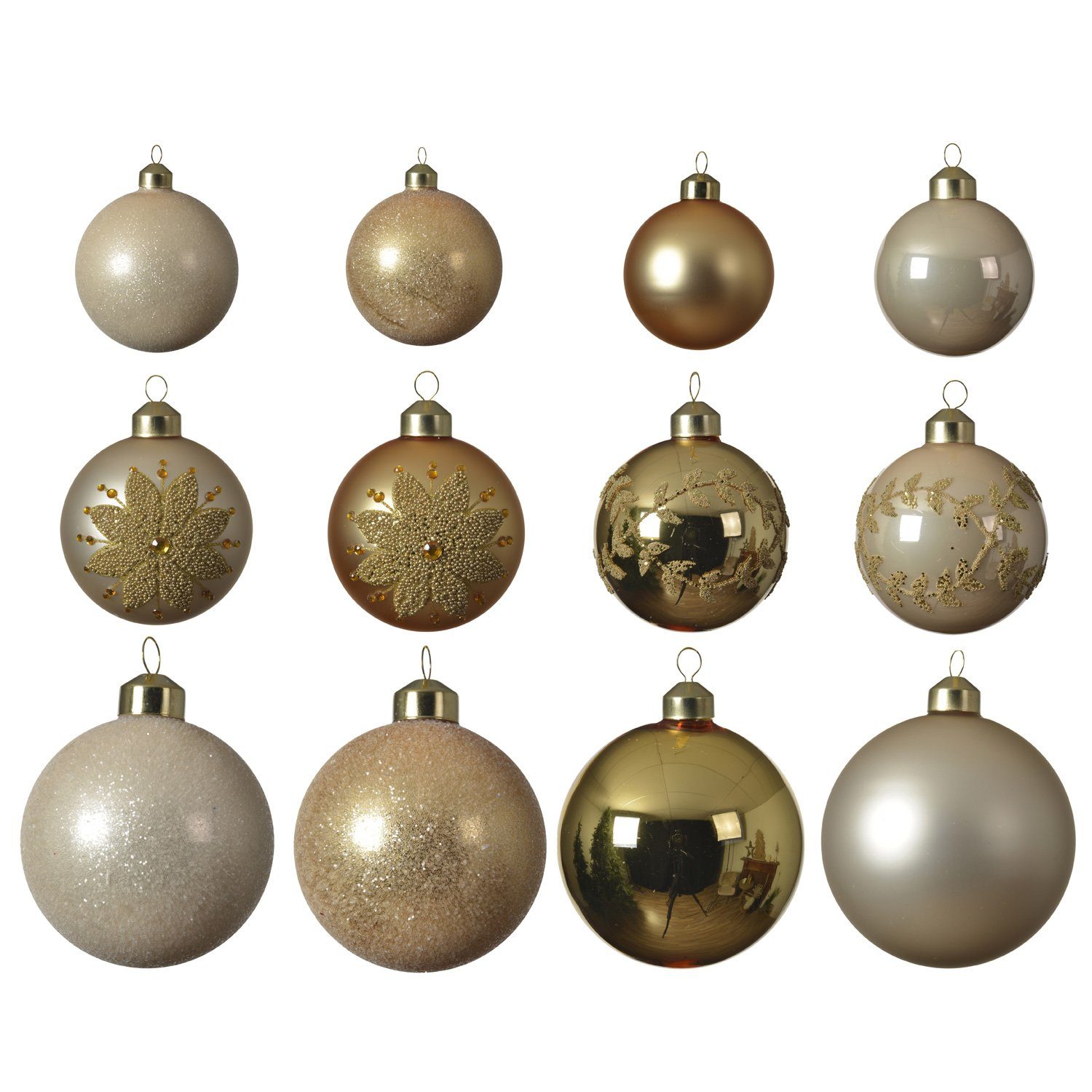 Weihnachtsbaumkugel Christbaumkugel Weihnachtskugel Glas 3 Größen glänzend matt gold 12St