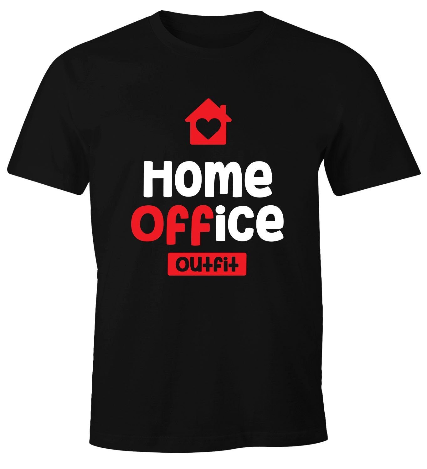MoonWorks Print-Shirt Herren Home-Office Büro Print lustig Aufdruck Fun-Shirt Arbeit Moonworks® mit schwarz T-Shirt Spruch Outfit zuhause