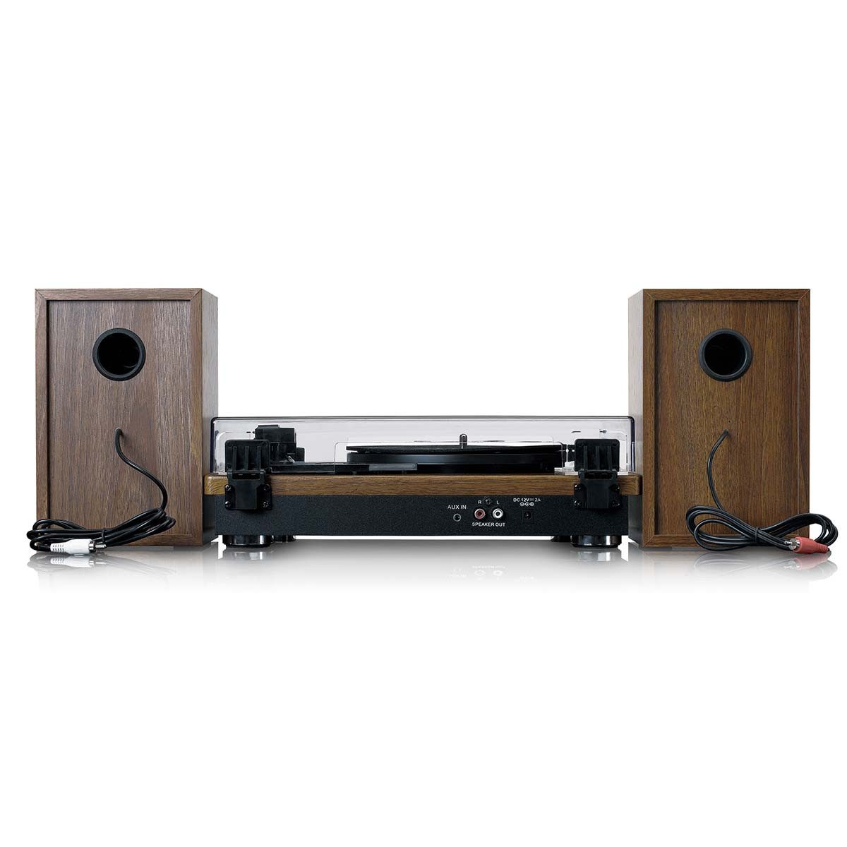 Lenco LS-100WD Plattenspieler (Riemenantrieb, Bluetooth®, Bluetooth 5.0, AUX-In, separates loudspeakers for optimal stereo sound)