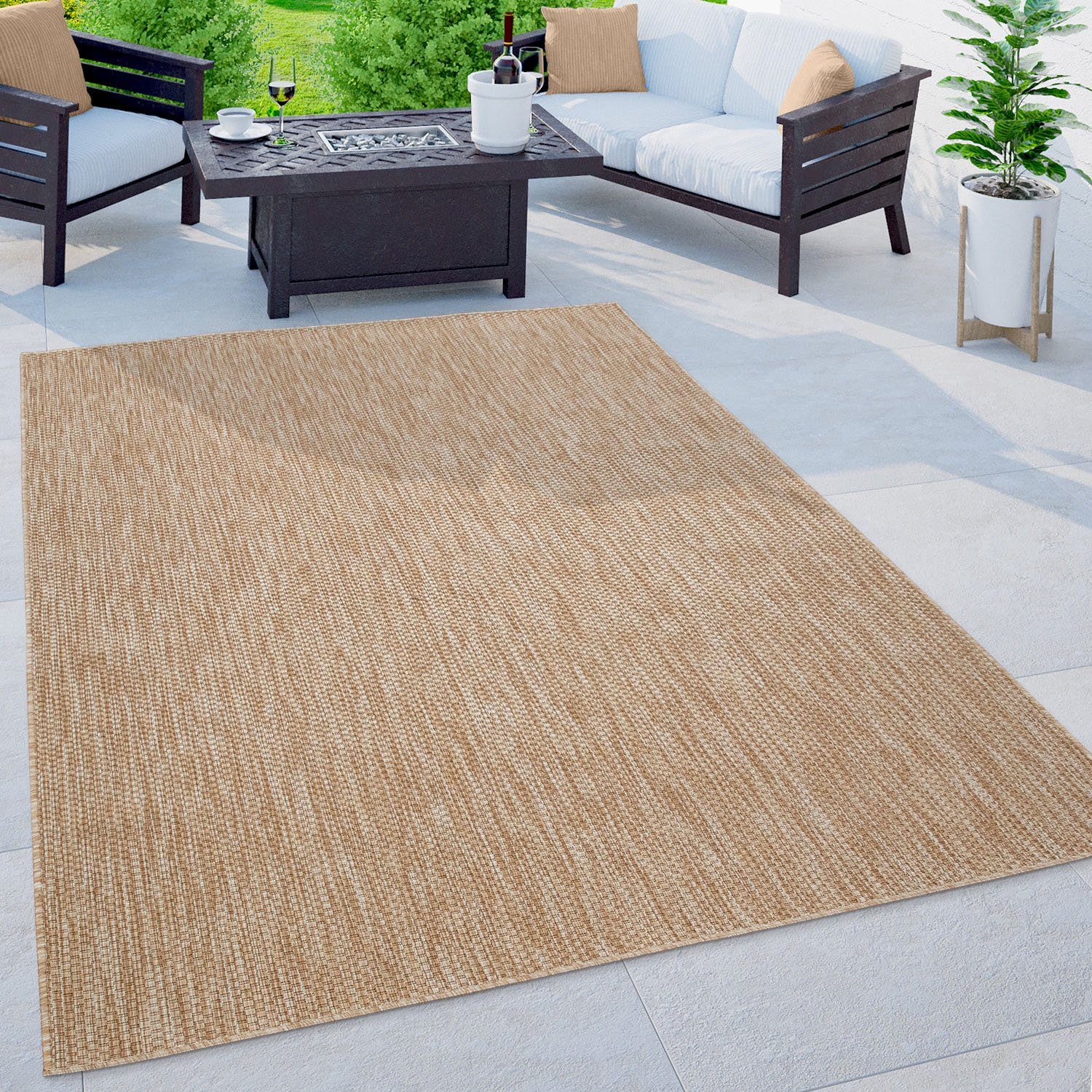 rechteckig, affaire, Flachgewebe, UV-beständig, Teppich Venedig, mm, geeignet Outdoor meliert, Sisal-Optik, Höhe: natur Home 4