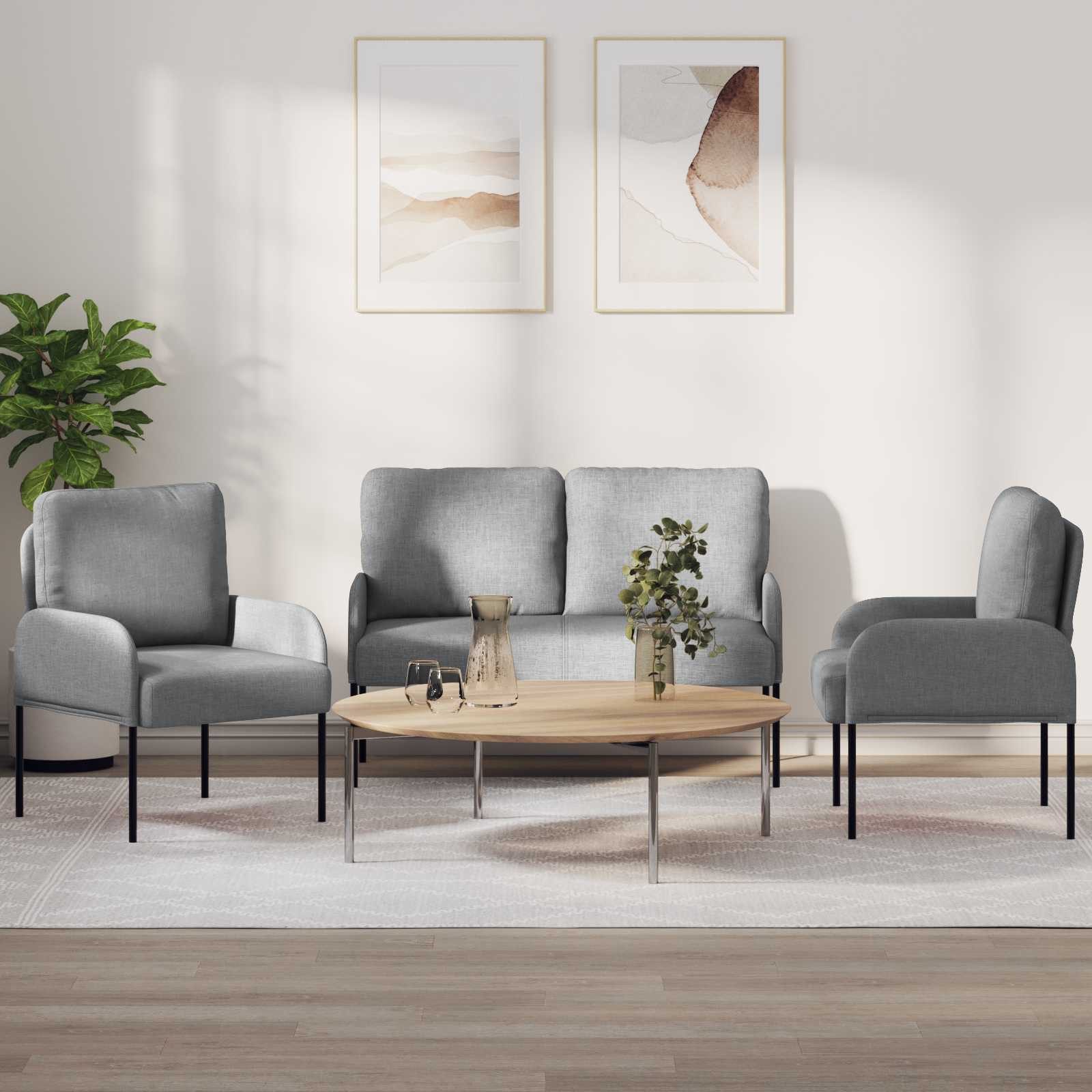 vidaXL Sofa Sofagarnituren 3 pcs Hellgrau 115 x 56 x 80 cm Sperrholz, 3 Teile
