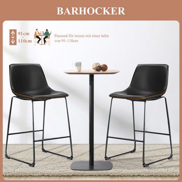 JOEAIS Barhocker 2er 92CM BarChair Küchenstühle Barstühle PU Leder mit Rückenlehne, Rückenlehne für Küche, Wohnzimmer, Bar, einfache Montage Metall