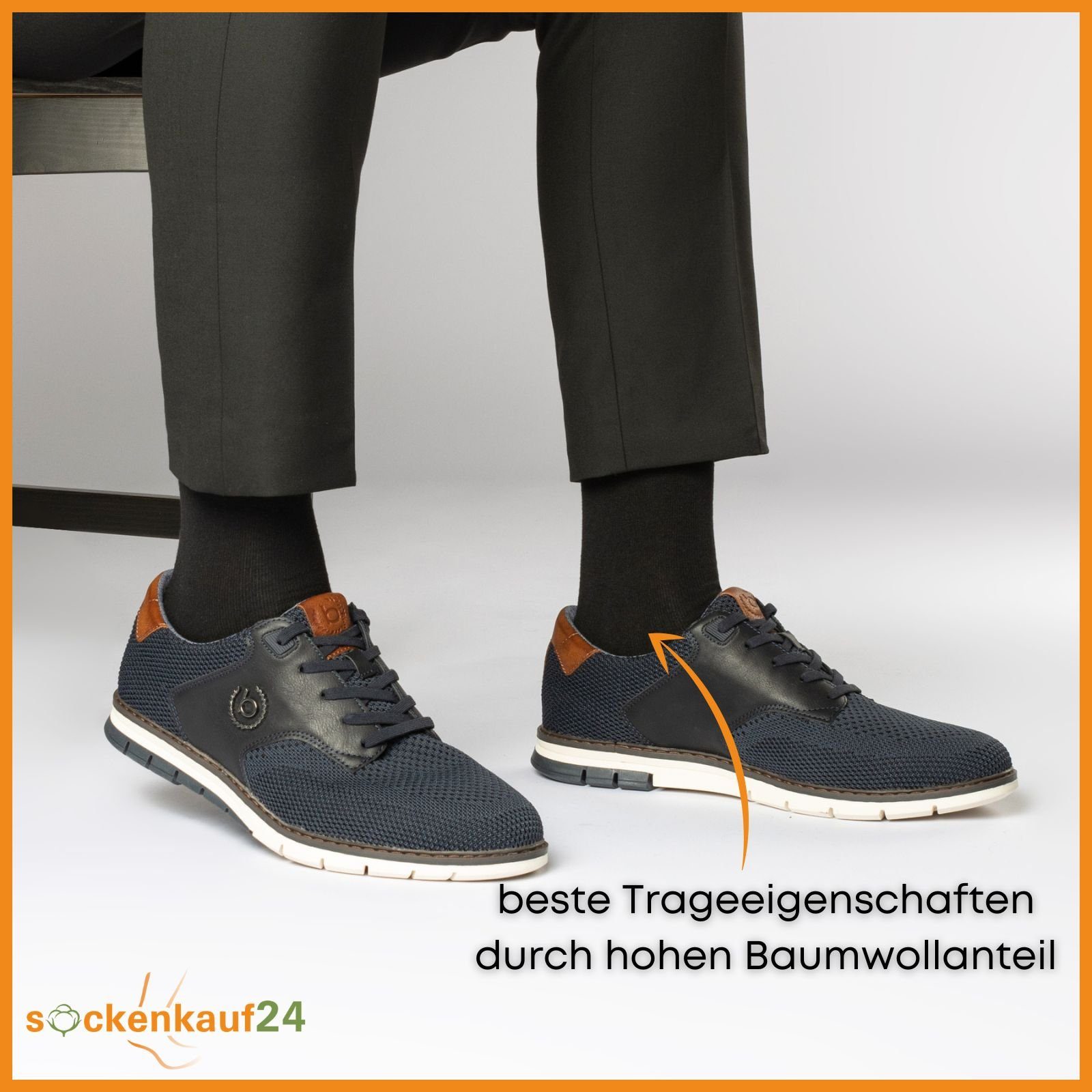 sockenkauf24 Socken 12 Paar Damen & Herren Baumwollsocken mit Komfortbund Strümpfe