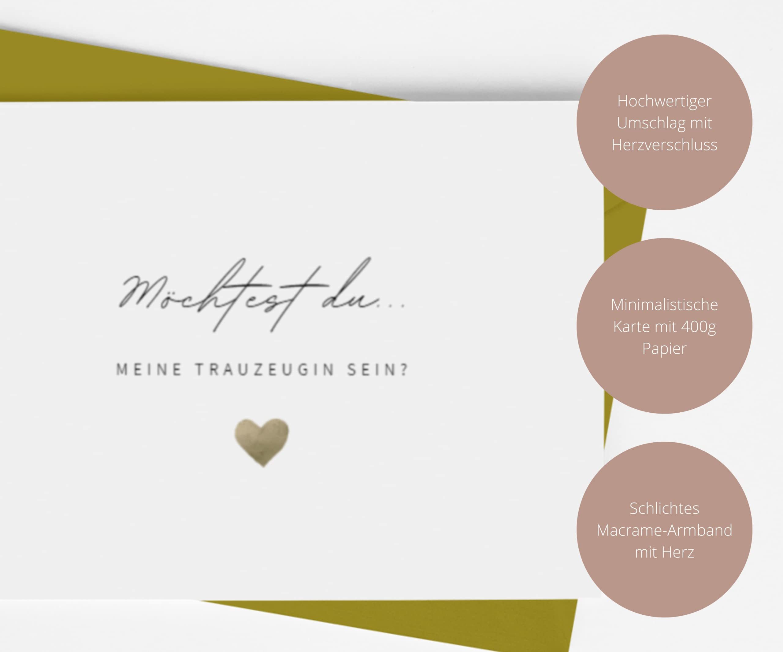 Briefzauber Hochzeitskarte Trauzeugin fragen - Karte mit Armband & Herzumschlag (vers. Varianten)