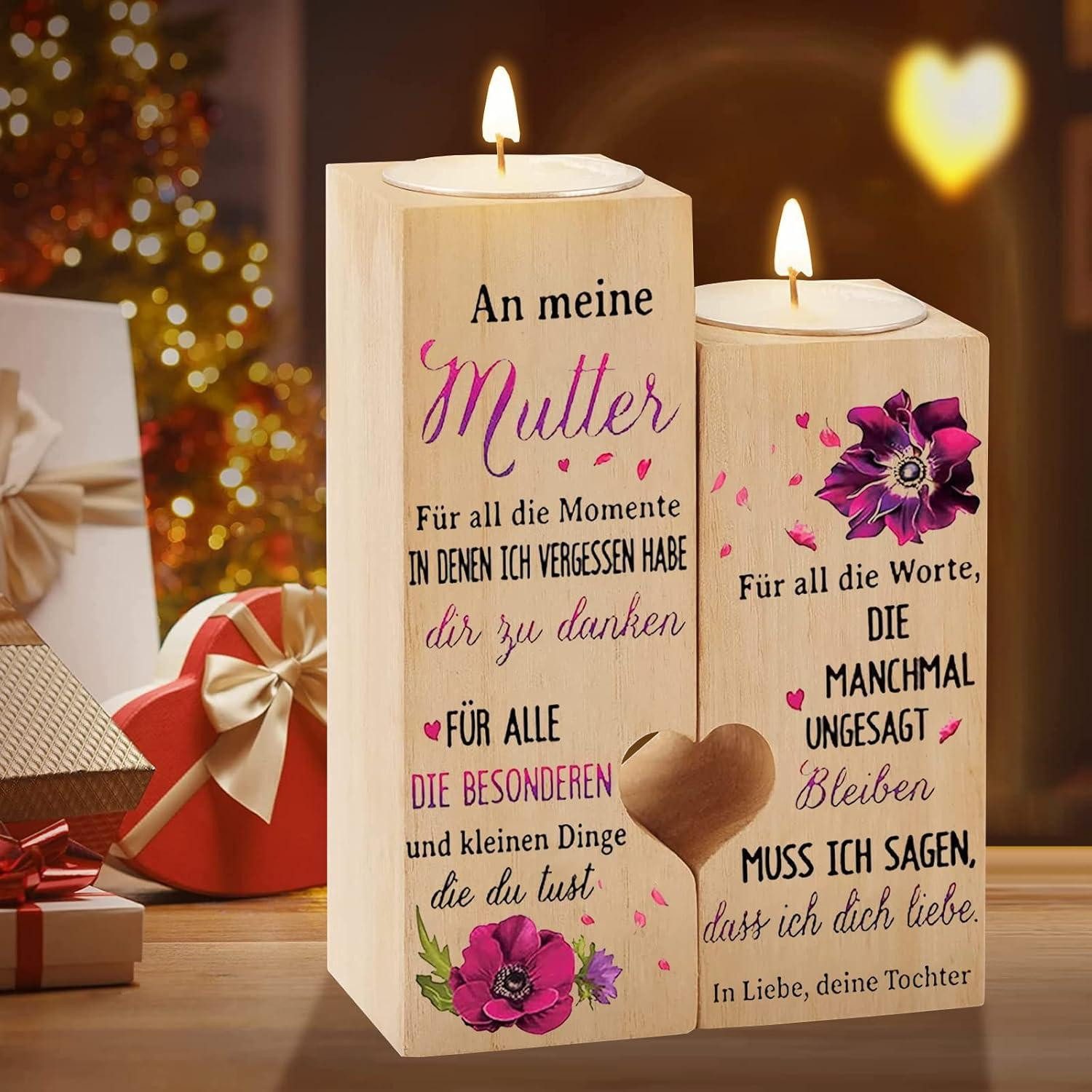 Kerzenständer Holz Kerzenständer Mama Geschenk Herz Teelichthalter Geburtstag