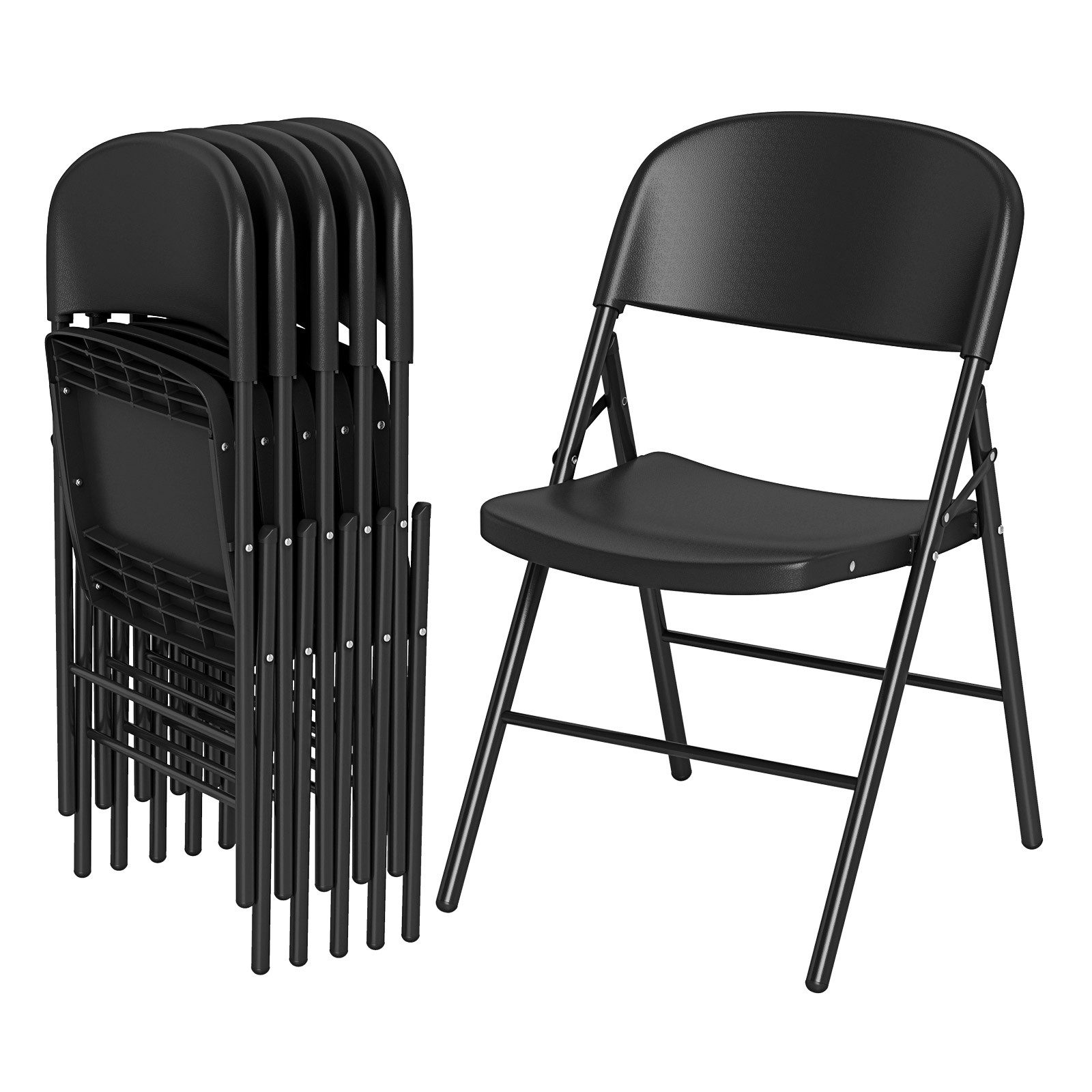 KOMFOTTEU Klappstuhl (6 St), Esszimmerstühle mit gebogener Sitzfläche, Fußstütze & Metallrahmen