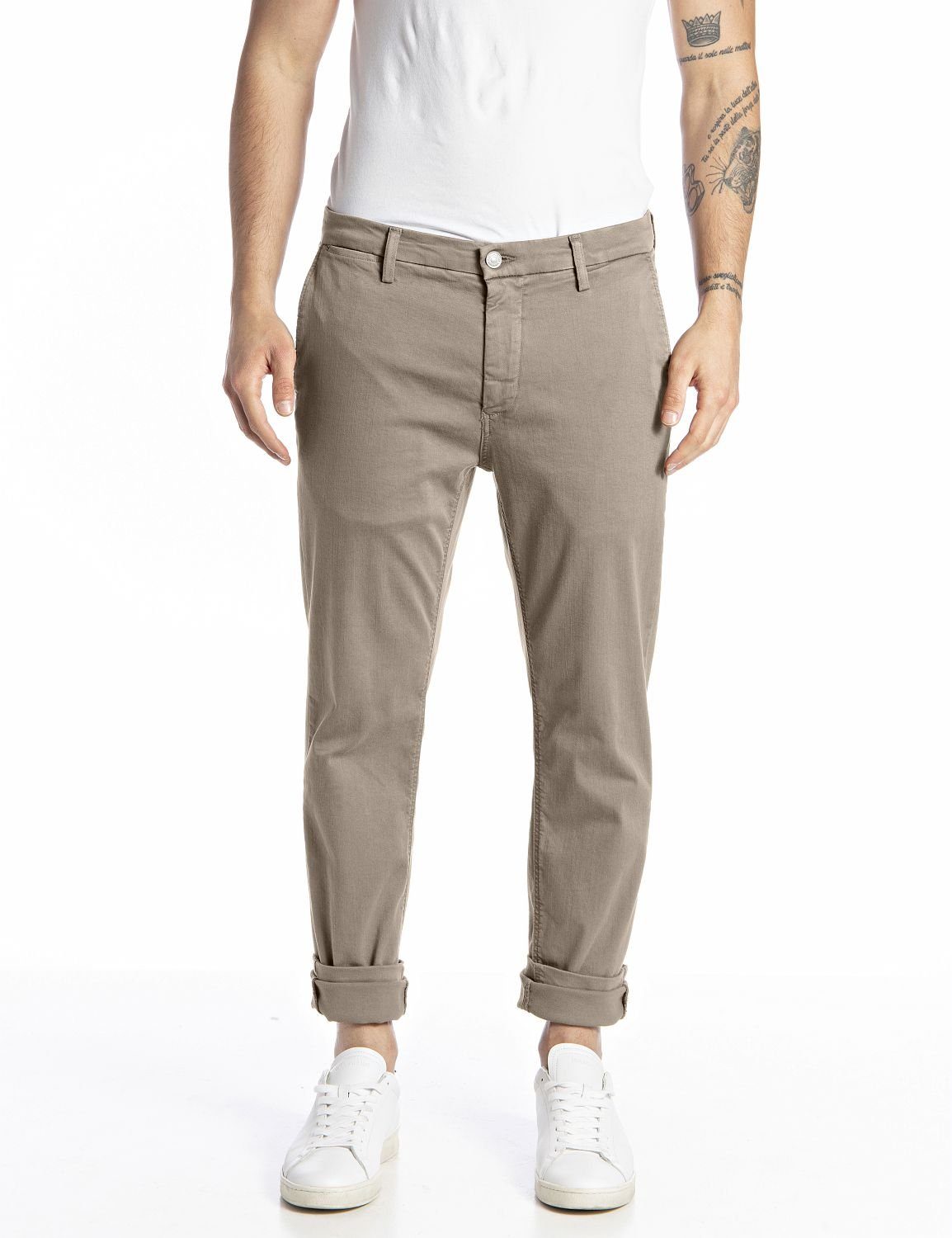 Replay Chinohose Slim Fit Jeans Zeumar Hyperchino Color X.L.I.T.E. (1-tlg) beige