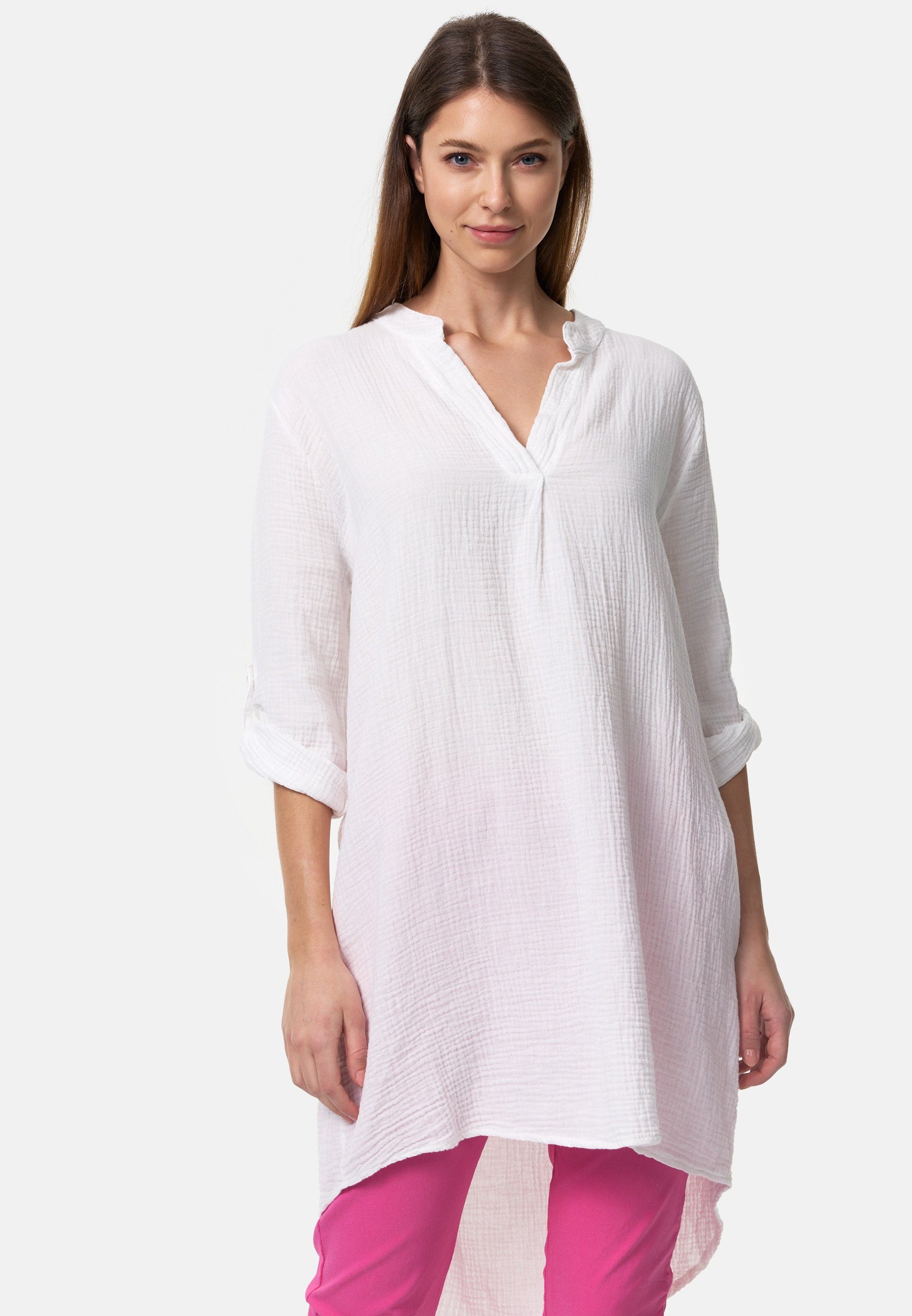 Rayshyne Longbluse PM-10 (Romantische Musselin Oversized Tunika in Einheitsgröße)