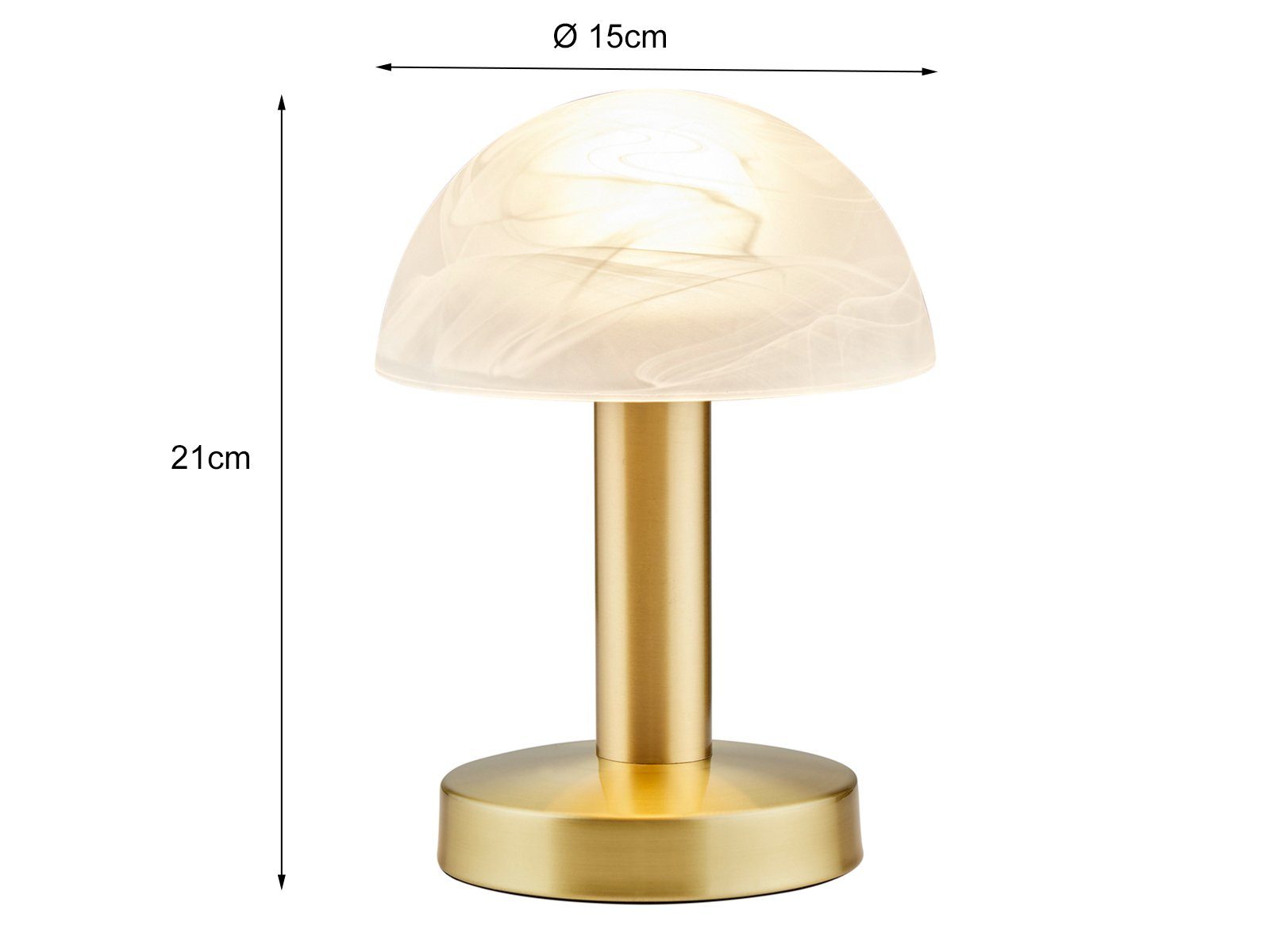 TRIO Leuchten LED Nachttischlampe, Dimmfunktion, LED wechselbar, Warmweiß, klein-e Bauhaus Pilz-lampe für Fensterbank mit Touch-funktion, H: 21cm