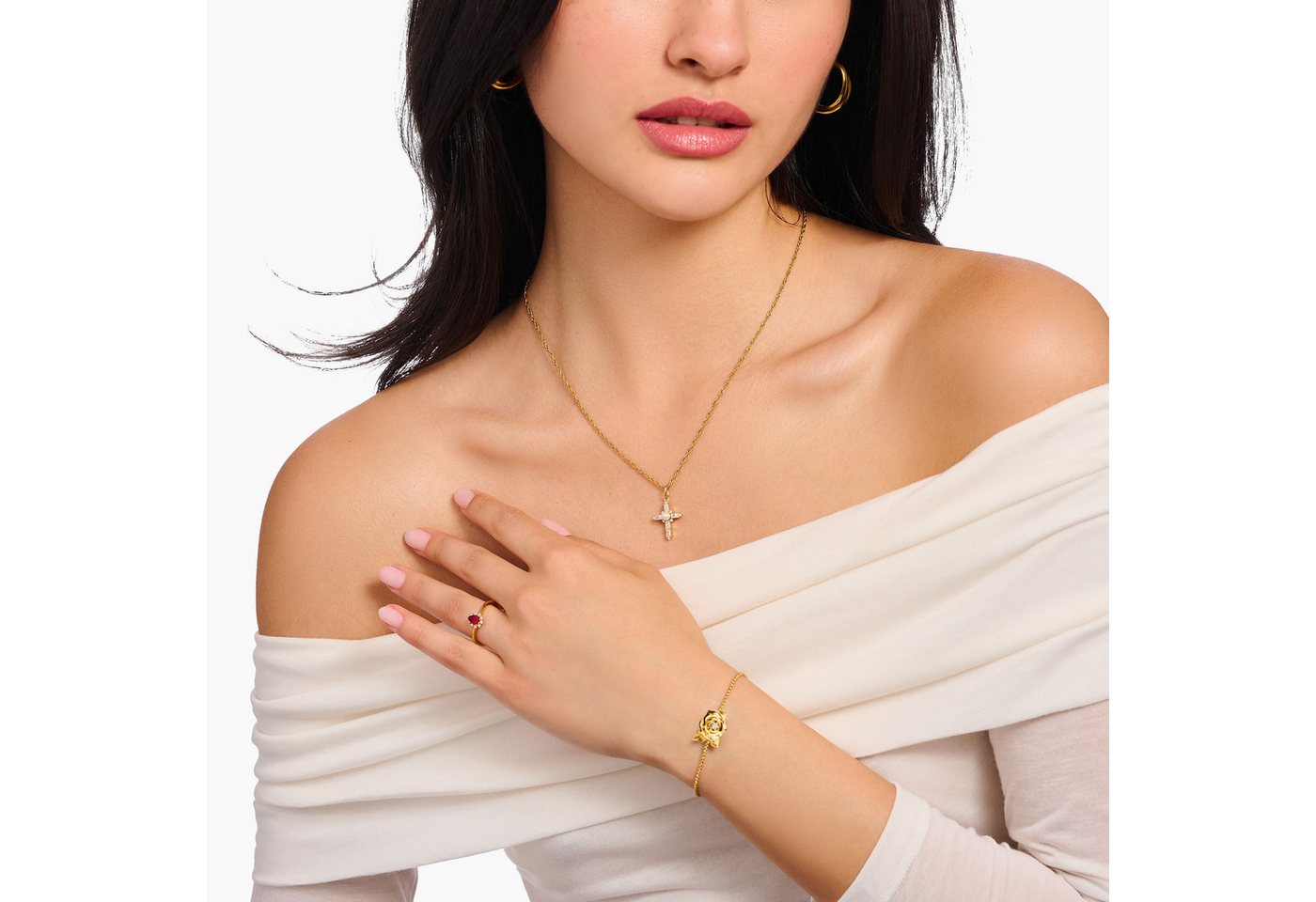 THOMAS SABO Kette mit Anhänger Cross Ro... THOMAS SABO Kette mit Anhänger Cross Ro...