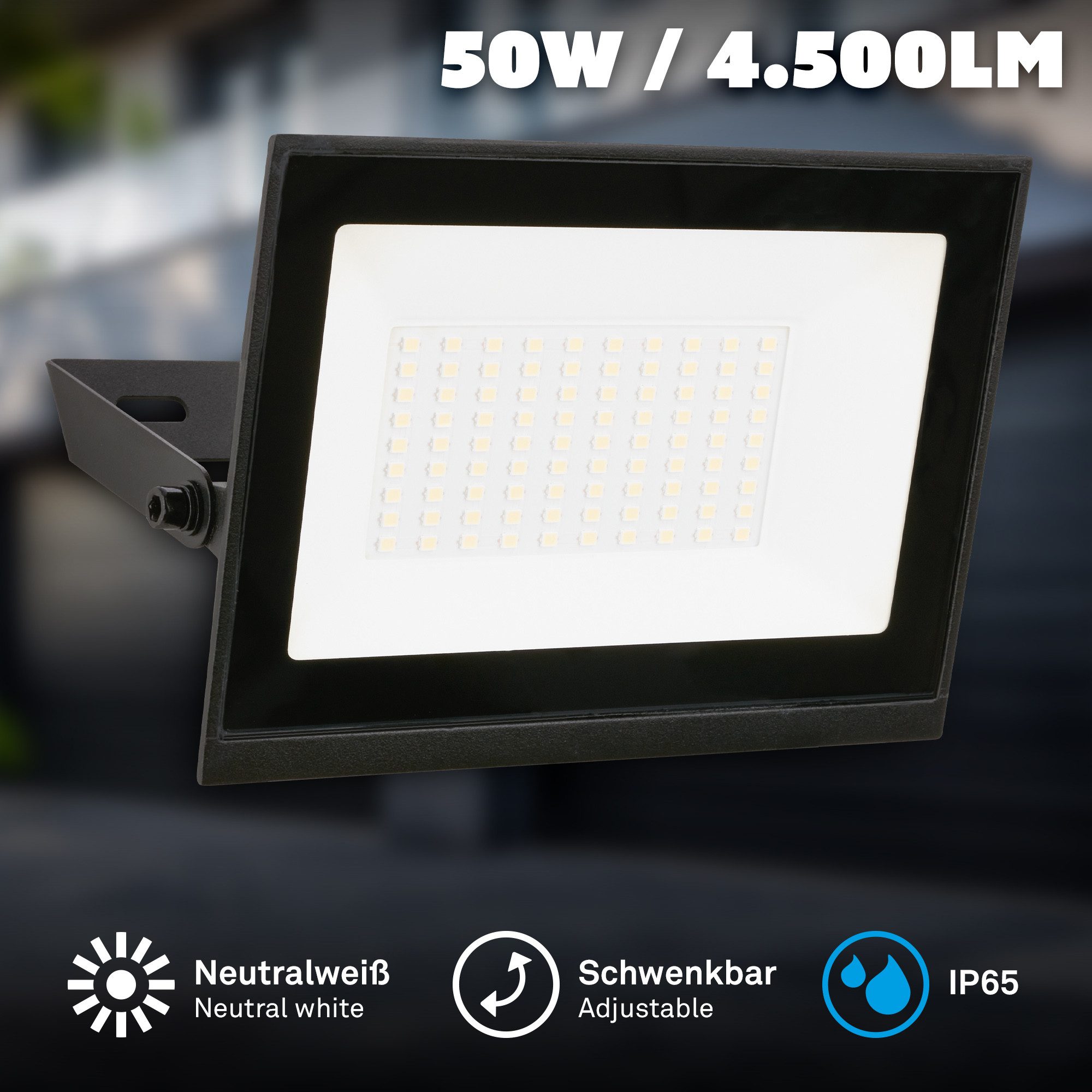 Briloner Leuchten Flutlichtstrahler LED Wandleuchte Außen Bewegungsmelder Wandstrahler Garten Eingang, ohne Bewegungsmelder, LED fest integriert, 4000K - Neutralweiß, Garage, Garten, Auffahrt, Hauseingang