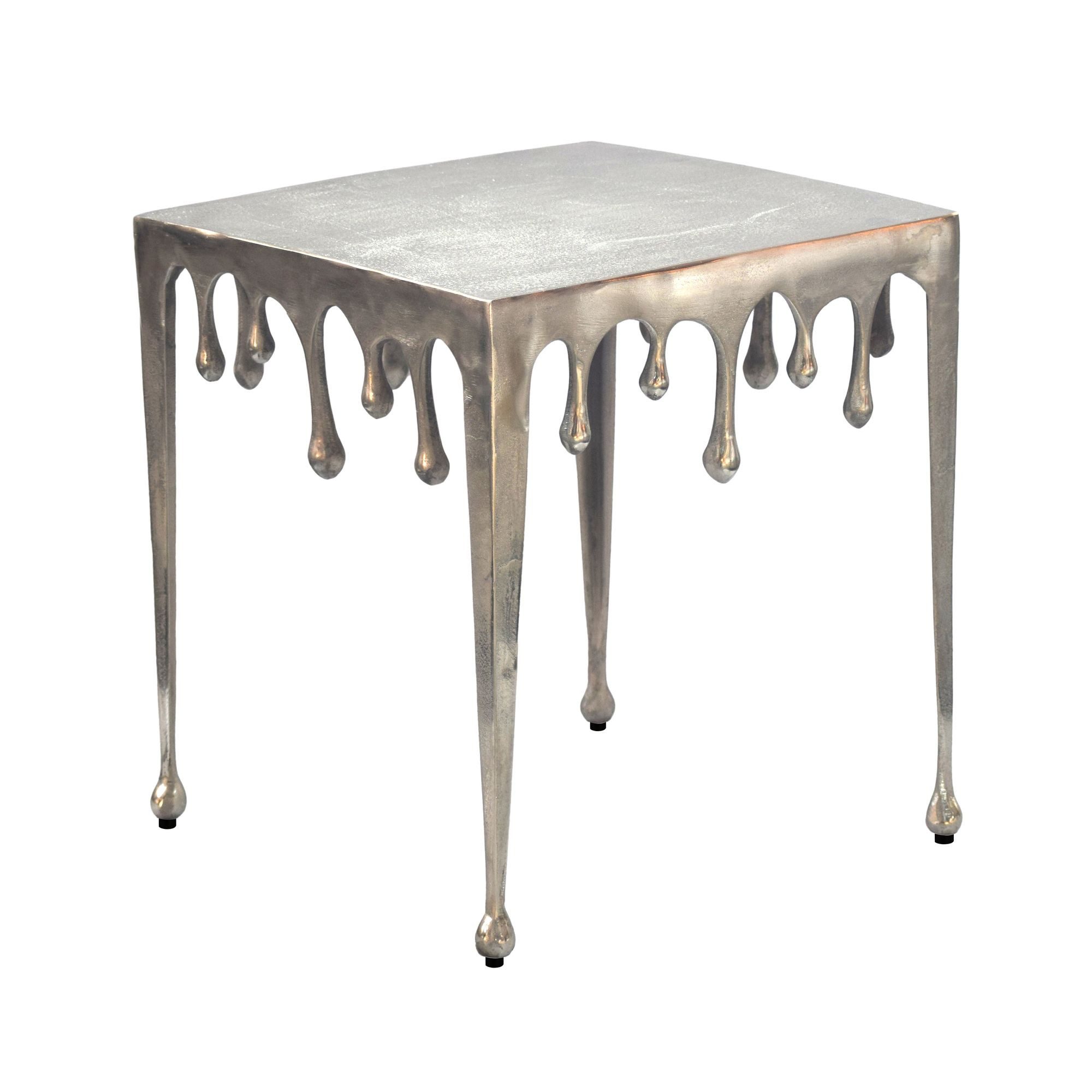 Wohnling Beistelltisch WL7.538 Anstelltisch Silber Tropfen Tisch Wohnzimmertisch Aluminium (Außergewöhnliche Struktur als Designhighlight), Moderner Wohnakzent mit skulpturaler Form