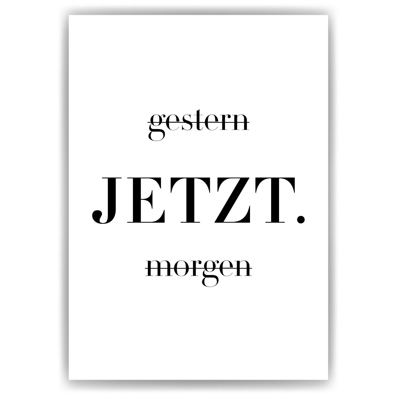 Tigerlino Poster JETZT Motivation Wandbild Spruch Wanddeko