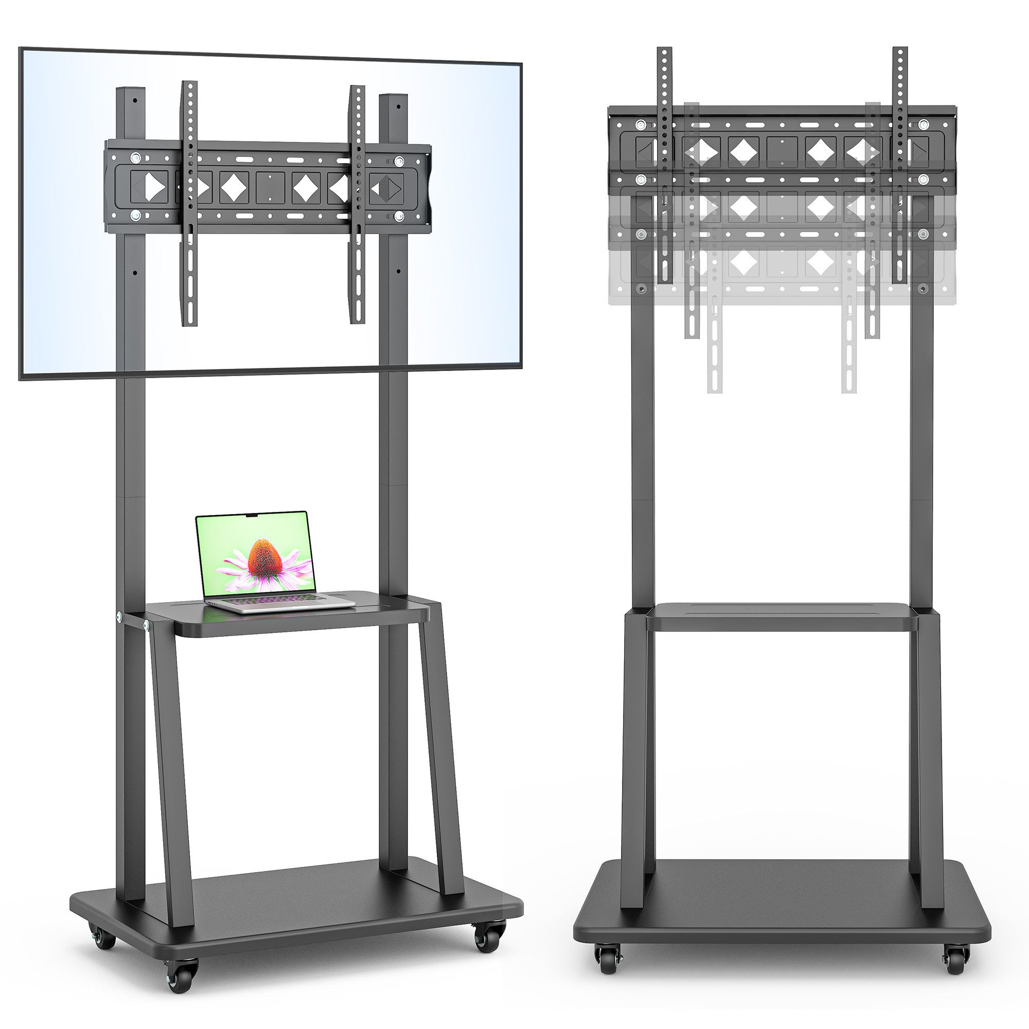 muchen TV-Ständer TV Ständer mit Rollen für 85" 75" 65" 55" Fernseher Höhenverstellbarer, (bis 85 Zoll, Höhe 143cm, für TCL LG SAMSUNG TOSHIBA PHILIPS HISENSE Fernseher, für 32-85 Zoll Fernseher bis zu 60kg)