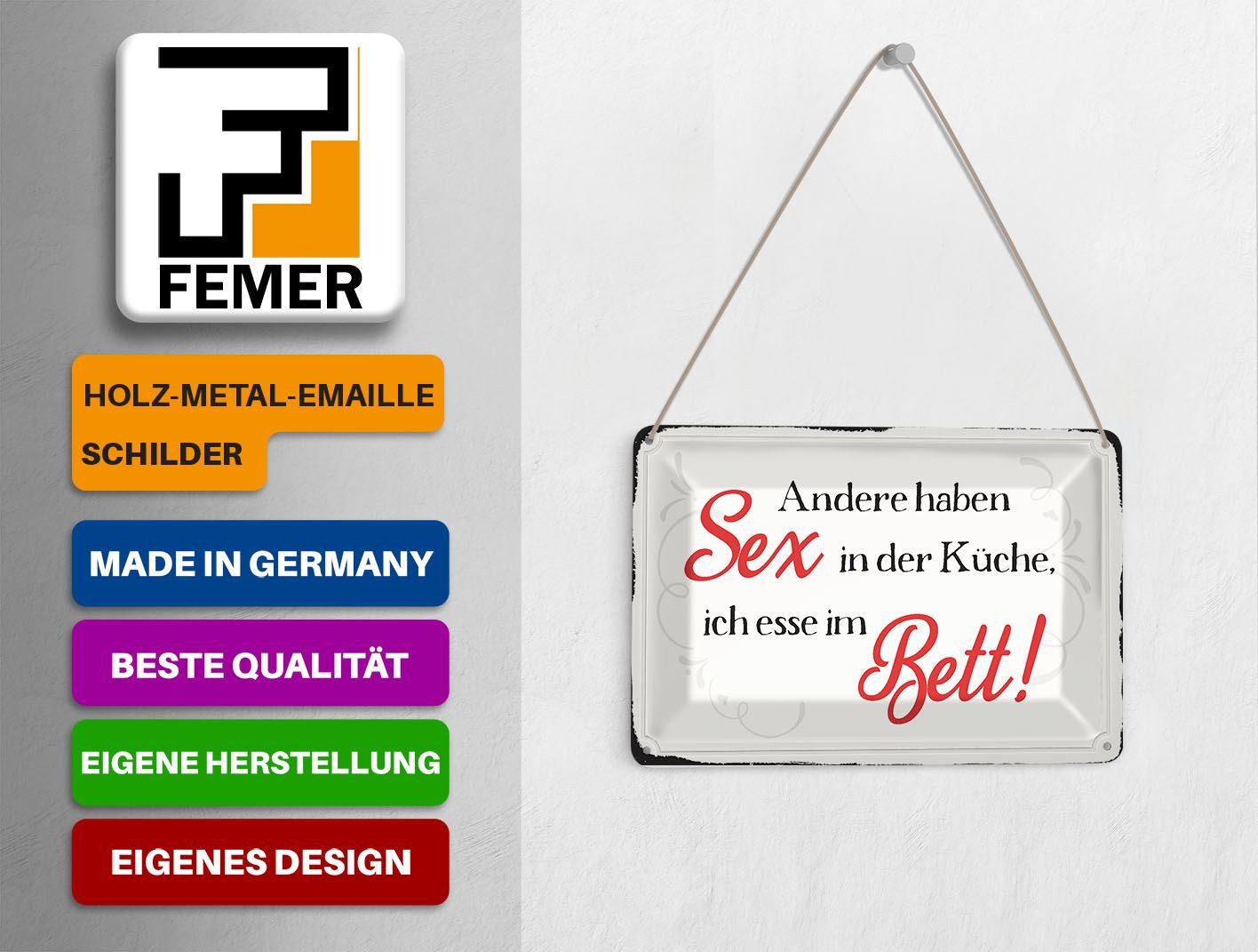 Femer GmbH Postkarte Spruch 14x10 cm Sex in der Küche Bett, unfrankiert