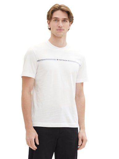 TAILOR Logofrontprint white T-Shirt TOM mit