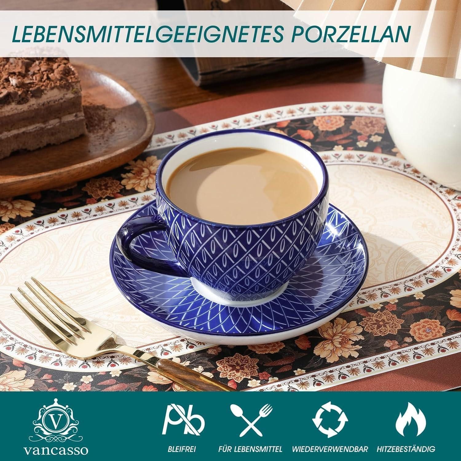 LuxusKollektion Cappuccinotasse Cappuccino Tassen 6er Porzellan Spülmaschine Cappuccinotassen (6x), Keramik – Bild 3 von 5