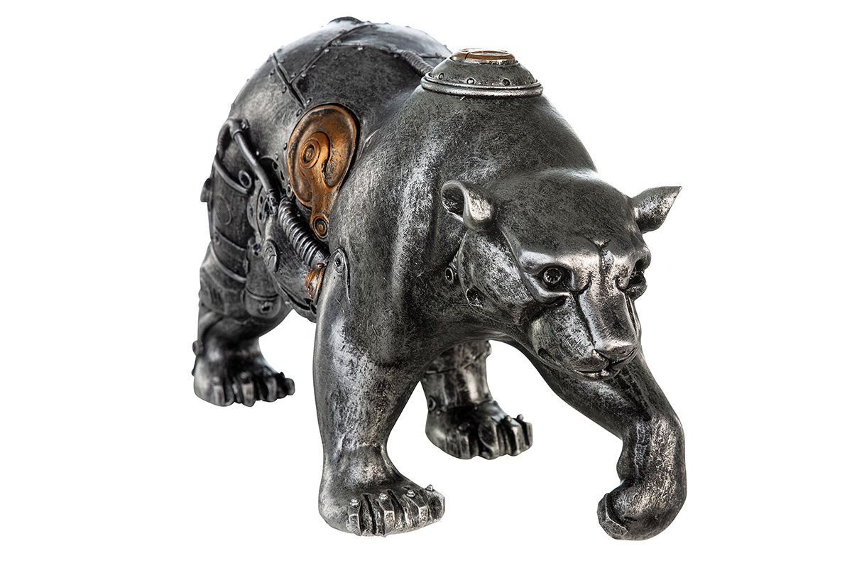 GILDE Dekoobjekt 2er Set Poly Skulptur Steampunk Bear Bär Breite 25cm | Tierfiguren