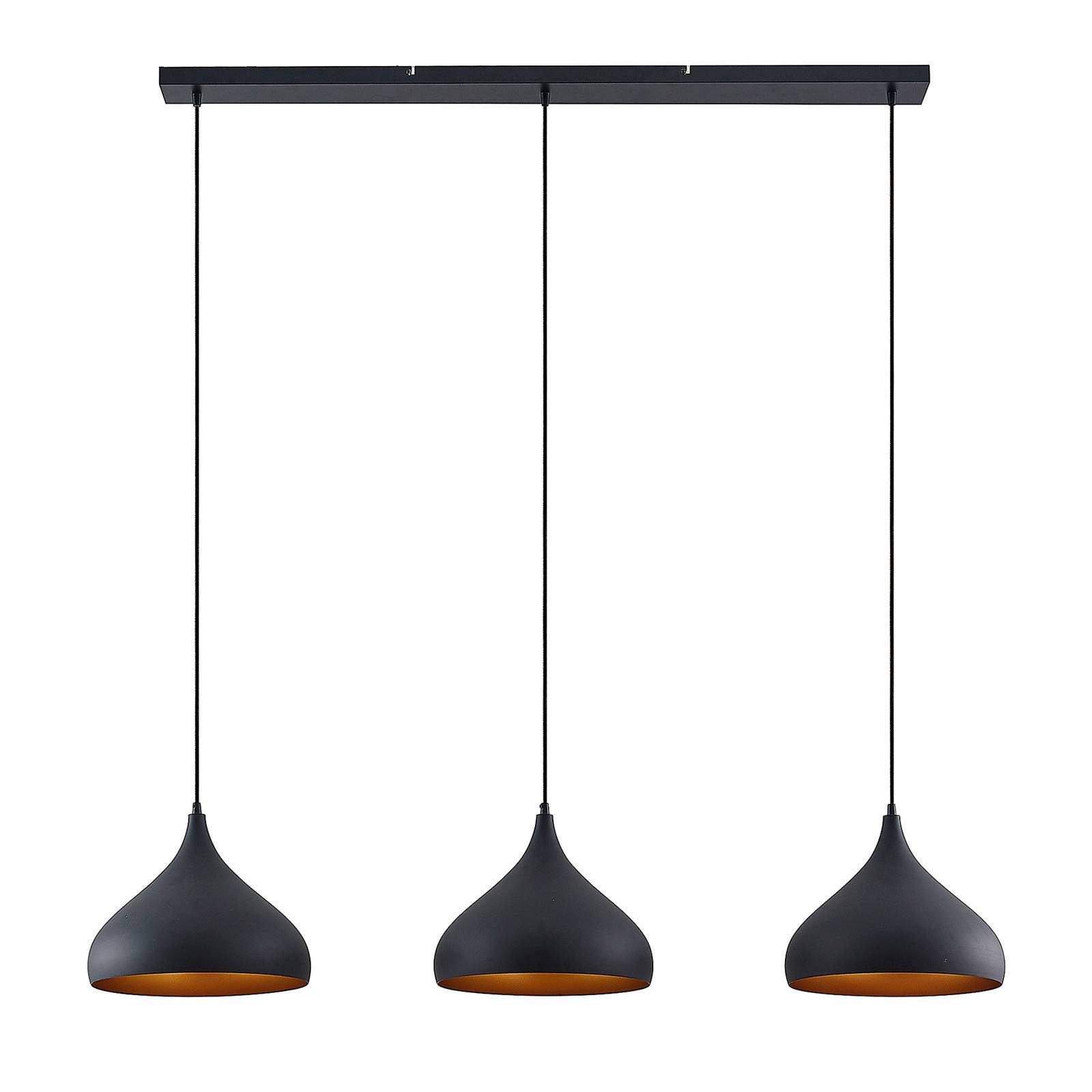 Lindby Hängeleuchte Elamira, Metall, Schwarz IP20, 3 x 60 W