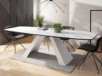 WFL GROUP Esstisch Monte Weiß, im Modern Still, Rechteckig Tisch mit weißen Metallbeine