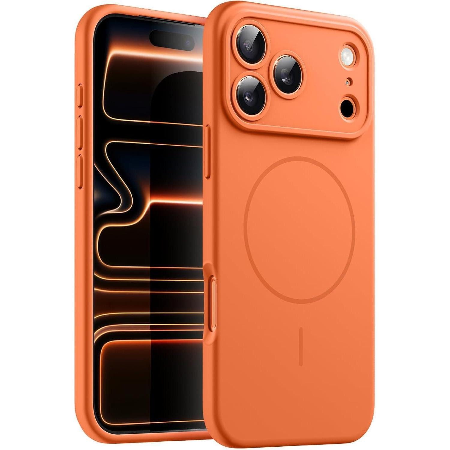 LuxusKollektion Handyhülle Handyhülle Silikon iPhone 17 Pro MagSafe Kameraschutz Orange