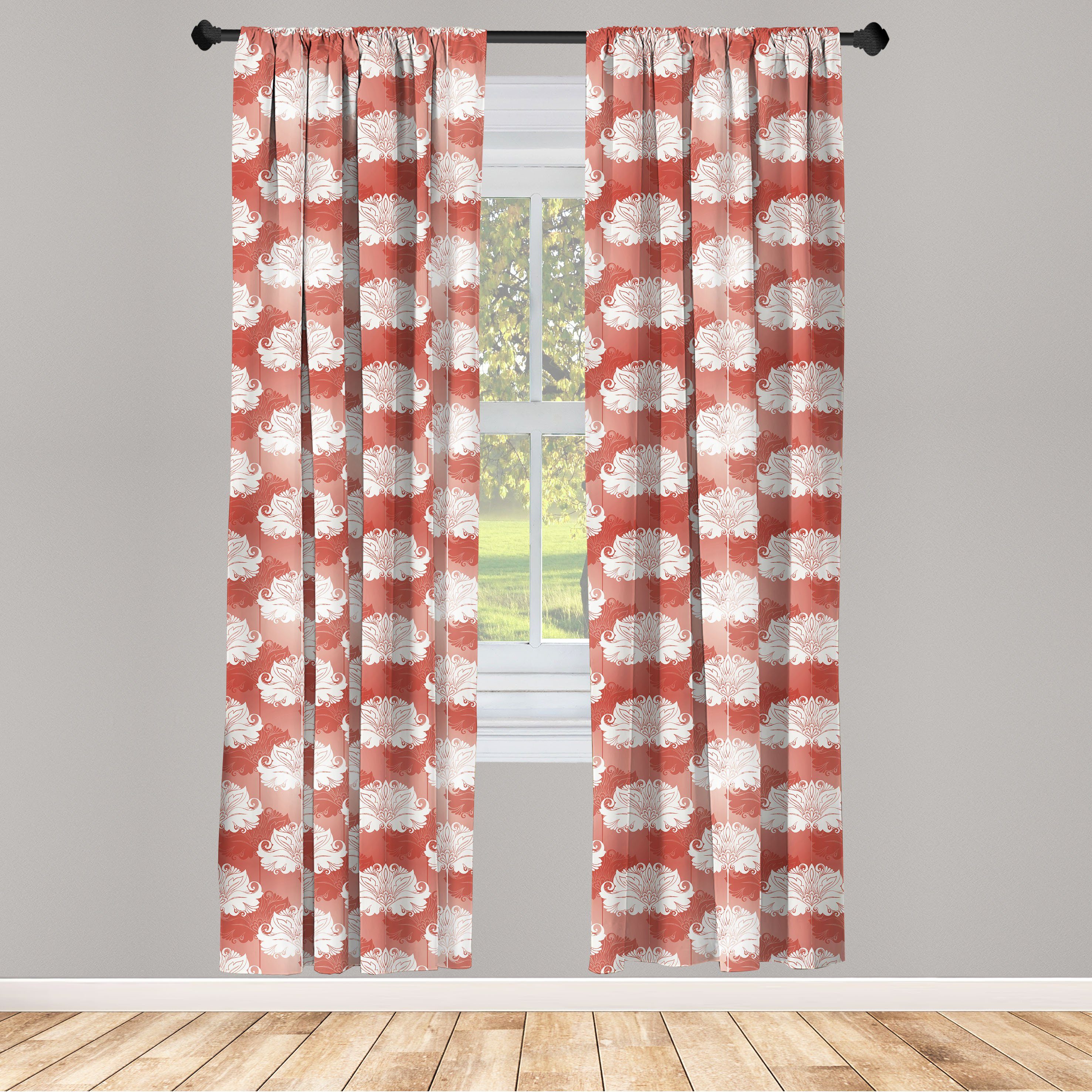 Gardine Vorhang für Wohnzimmer Schlafzimmer Dekor, Abakuhaus, Microfaser, Antiquität Abstrakt Barock Floral