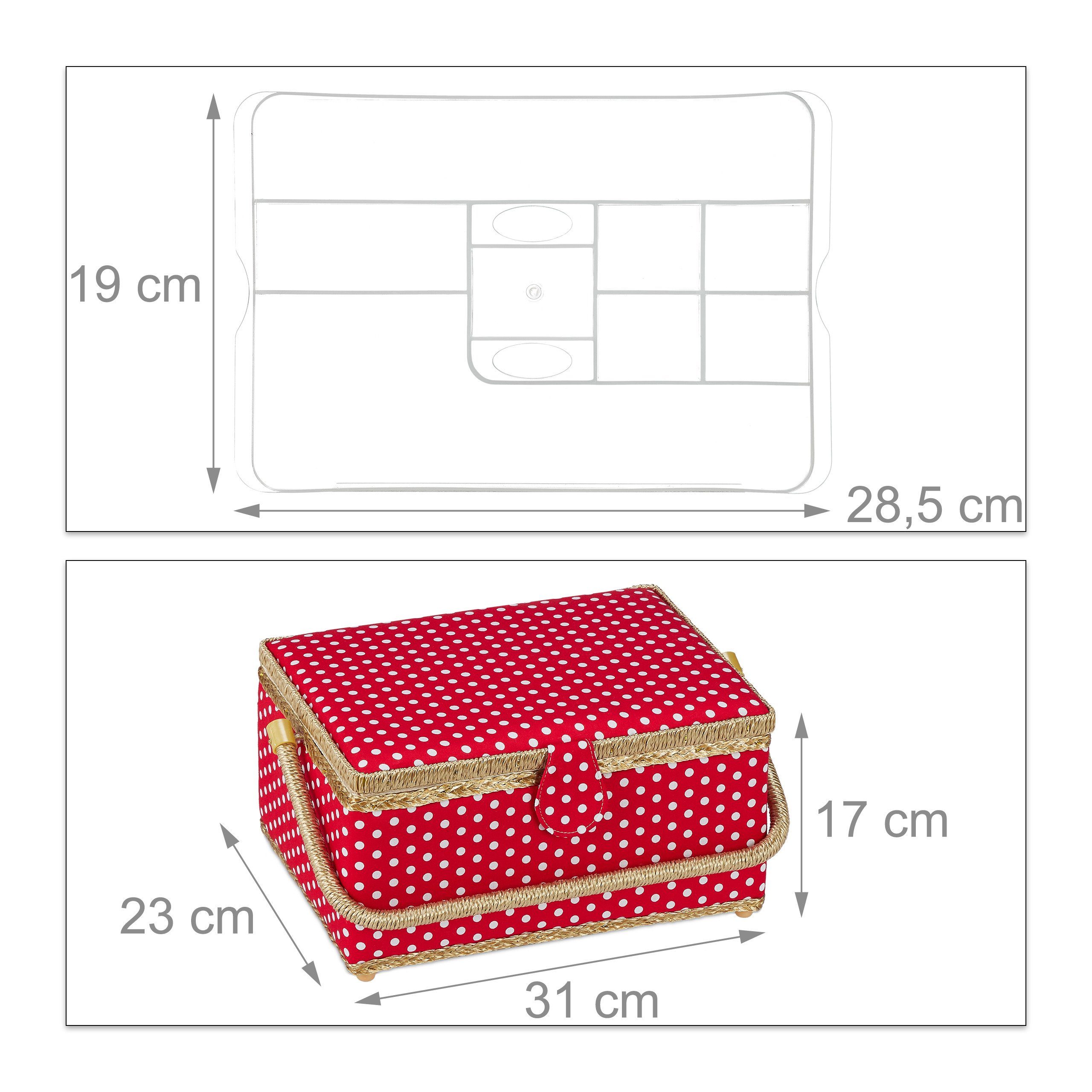 relaxdays Nähkästchen Gold Stoff Inhalt, A Weiß Rot ohne Nähkästchen