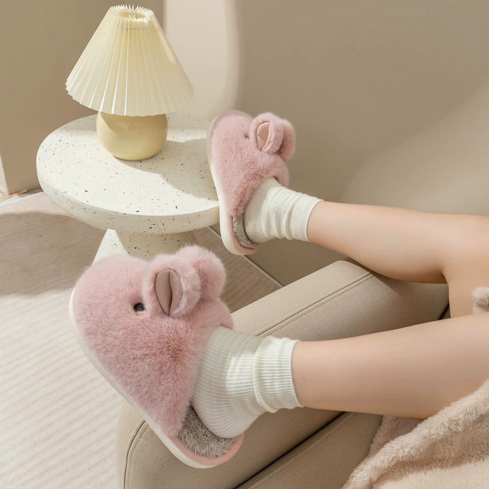 NEXORA Hasen Hausschuhe Damen – warm & flauschig, Plüsch Hausschuhe Plüsch Hausschuhe (Paar, Paar) extra kuschelige Hausschuhe im Hasendesign