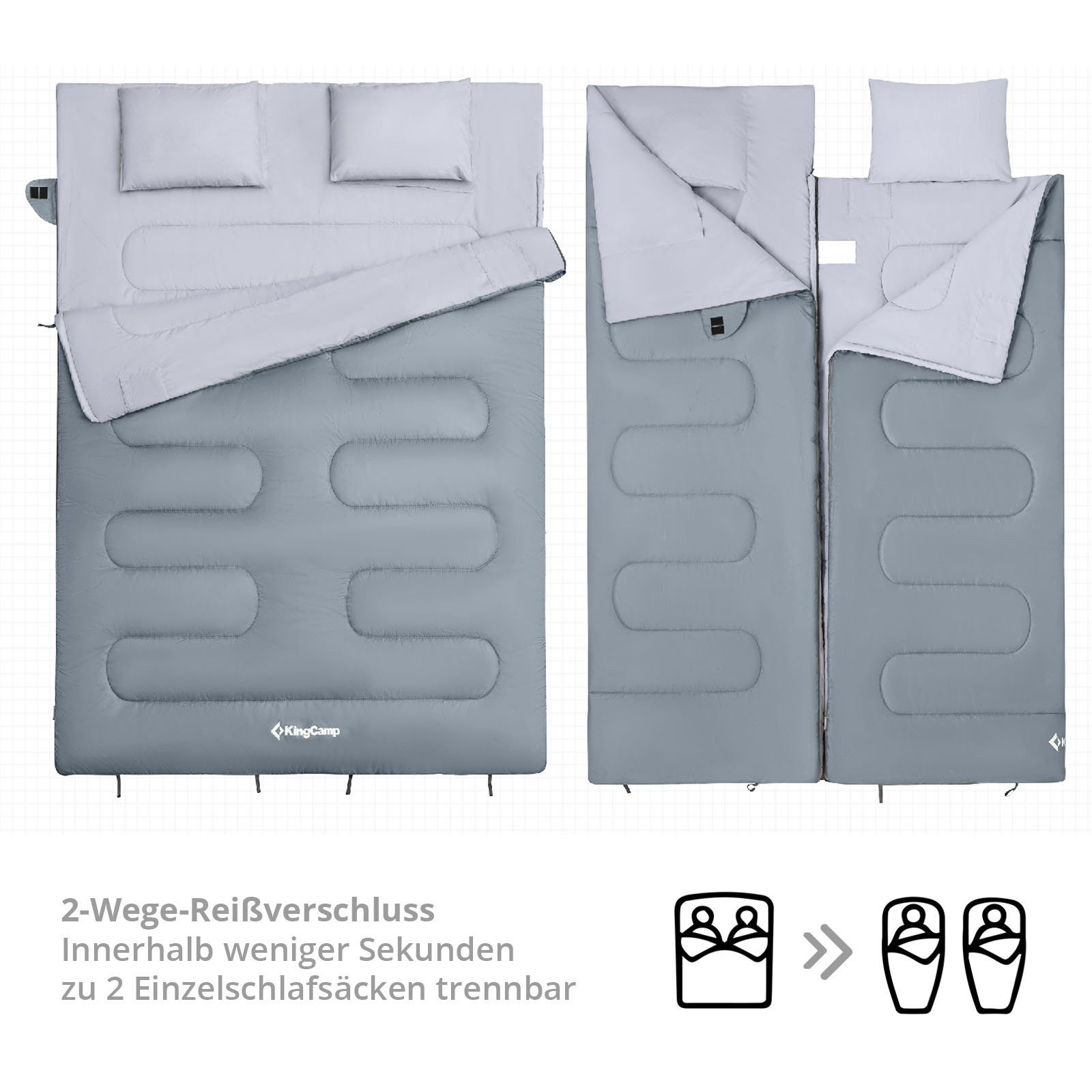 KingCamp Schlafsack Deckenschlafsack Oxygen 250 D - 2 Personen Doppel