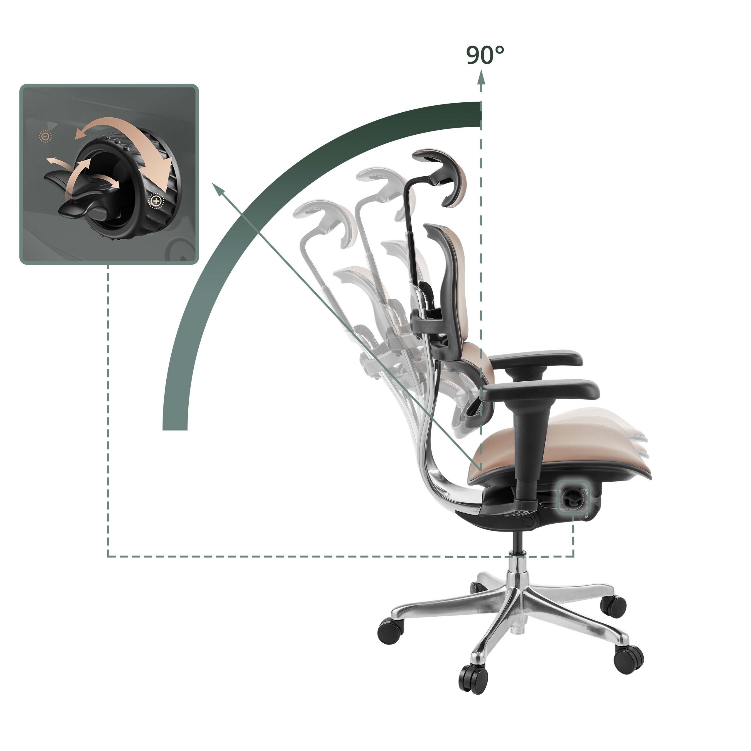 hjh OFFICE Drehstuhl Luxus Chefsessel Ergohuman Ultra L Gen2 Leder (1 St), Profi Bürostuhl Schreibtischstuhl ergonomisch