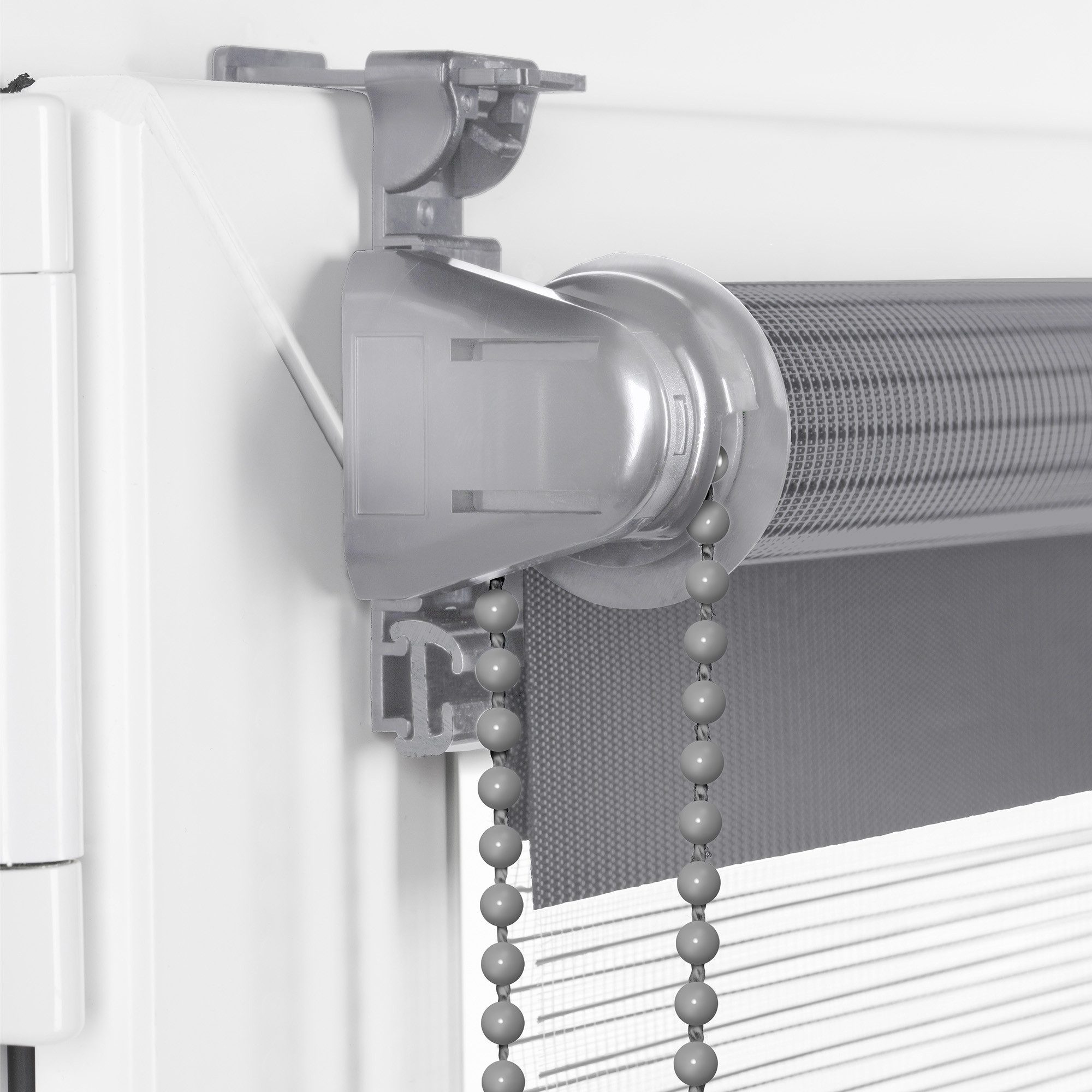 Doppelrollo Klemmfix ohne Bohren Rollos für Fenster und Tür Seitenzugrollo, Sonello, blickdicht, ohne Bohren, freihängend, Klemmfix, 30cm x 100cm Grau Duo Rollo – Bild 5 von 5