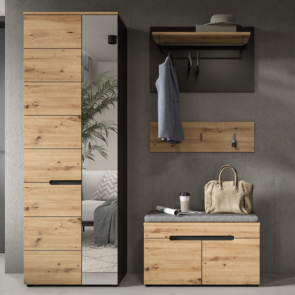 Lomadox Garderoben-Set CORTONA-158, (Spar-Set, 3-St., Garderobenschrank Flu günstig online kaufen