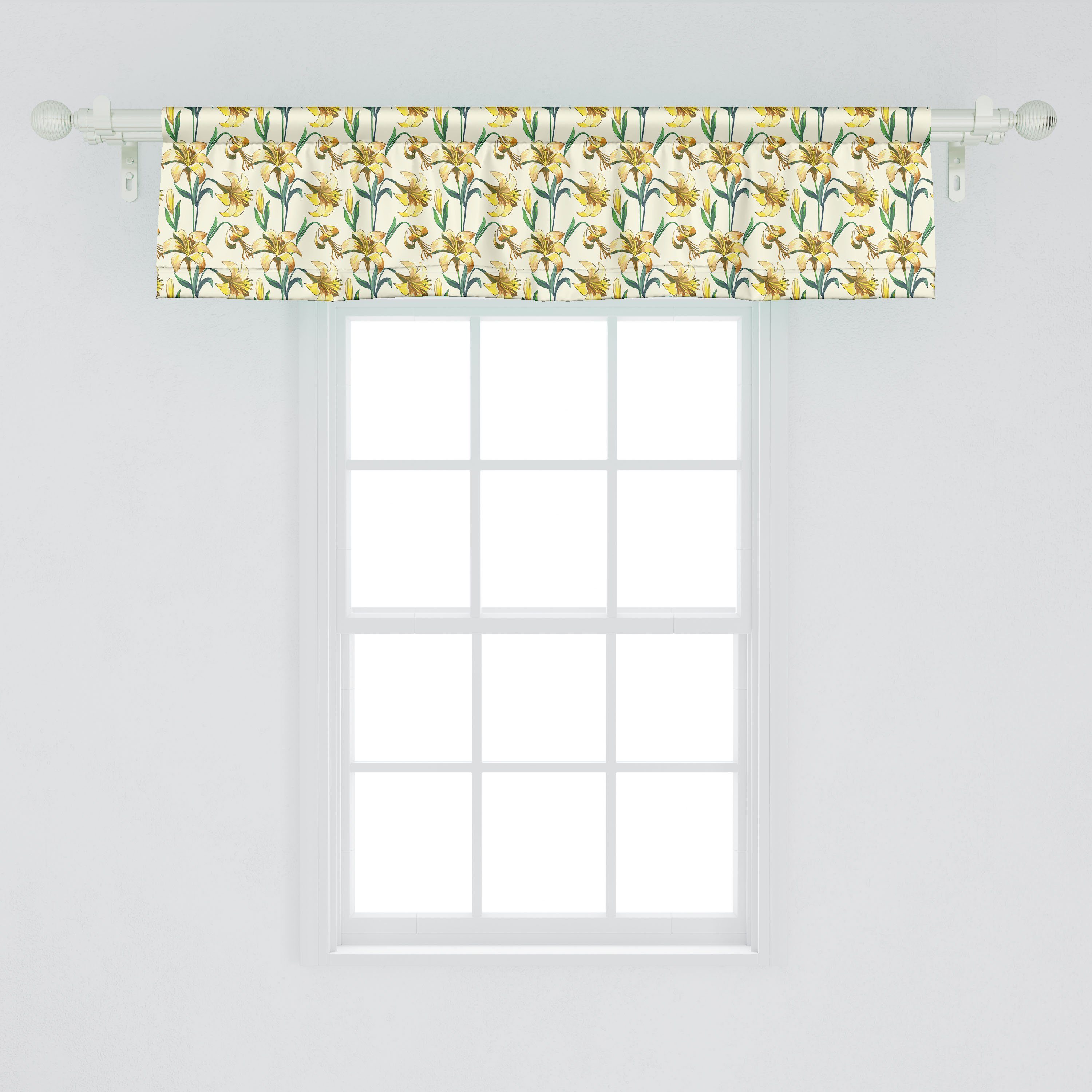 Stangentasche, Vorhang Sprießenden Abakuhaus, Endemic für Dekor Schlafzimmer Scheibengardine mit Volant Blumen Microfaser, Blumen Küche