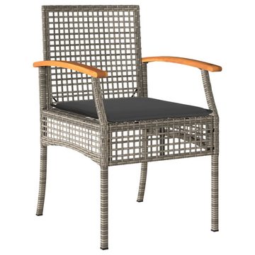 vidaXL Garten-Essgruppe 5-tlg. Garten-Essgruppe mit Kissen Grau Poly Rattan, (5-tlg)