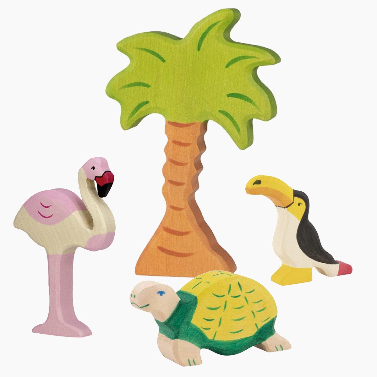 Holztiger Spielfigur Tierset Urwald 4er Set, (packung, 4-tlg., spar set), Wertvolle Handarbeit aus Europa