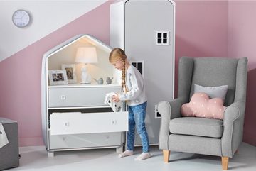 Konsimo Kommode MIRUM Kinderkommode Hausform Kommode, 3 Schubladen, mit Einlegeböde, Fenster mit Grifffunktion